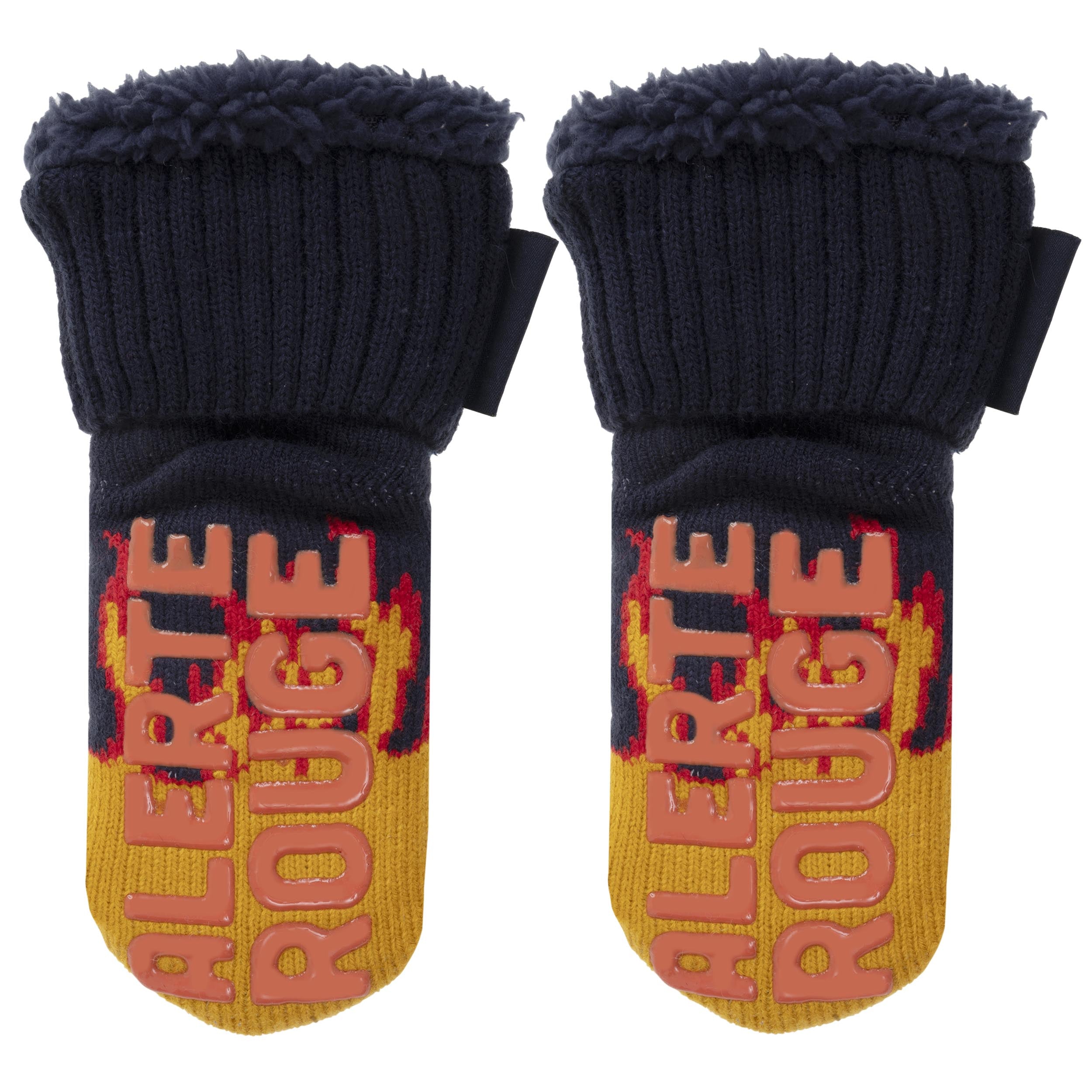 isotoner-chaussettes-fourr-es-gar-on-bleu-canard-antid-rapantes-sherpa image 2