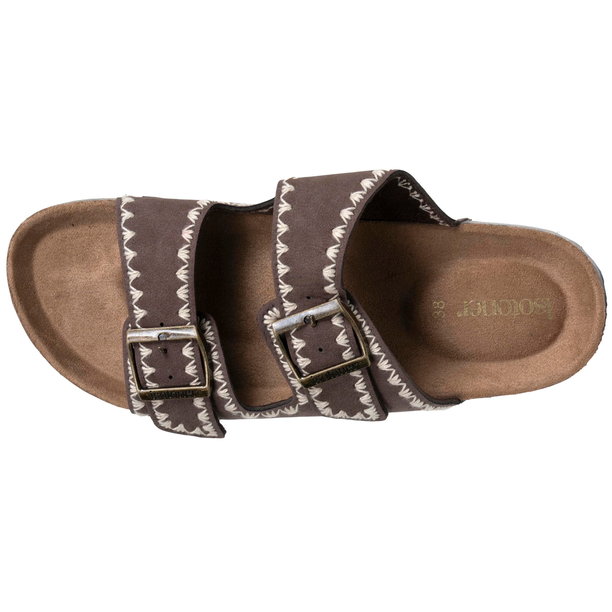 isotoner-mules-sandales-femme-double-bride-chocolat-brod image 3