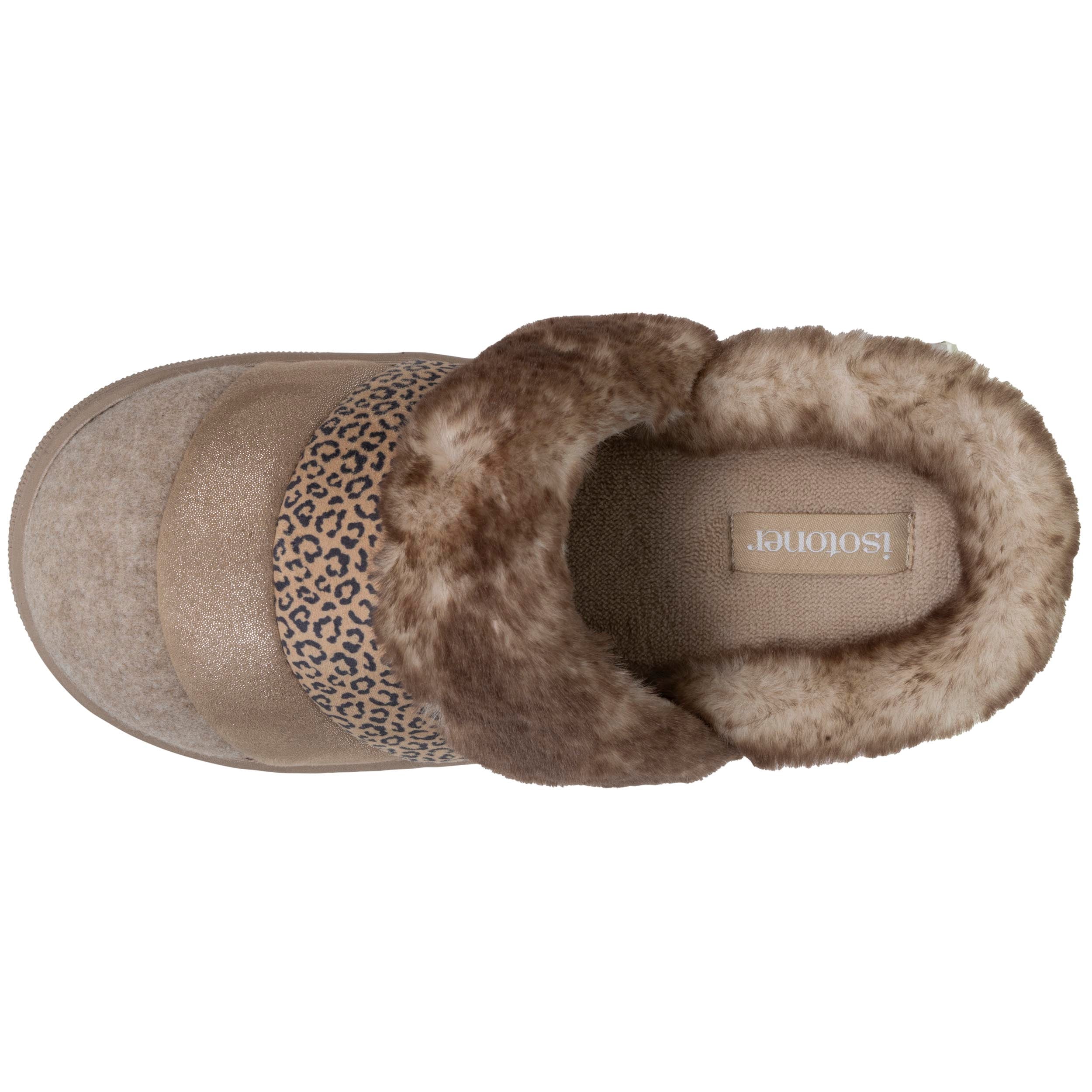 isotoner-chaussons-mules-femme-bloup-l-opard-beige-confort-nuage image 2