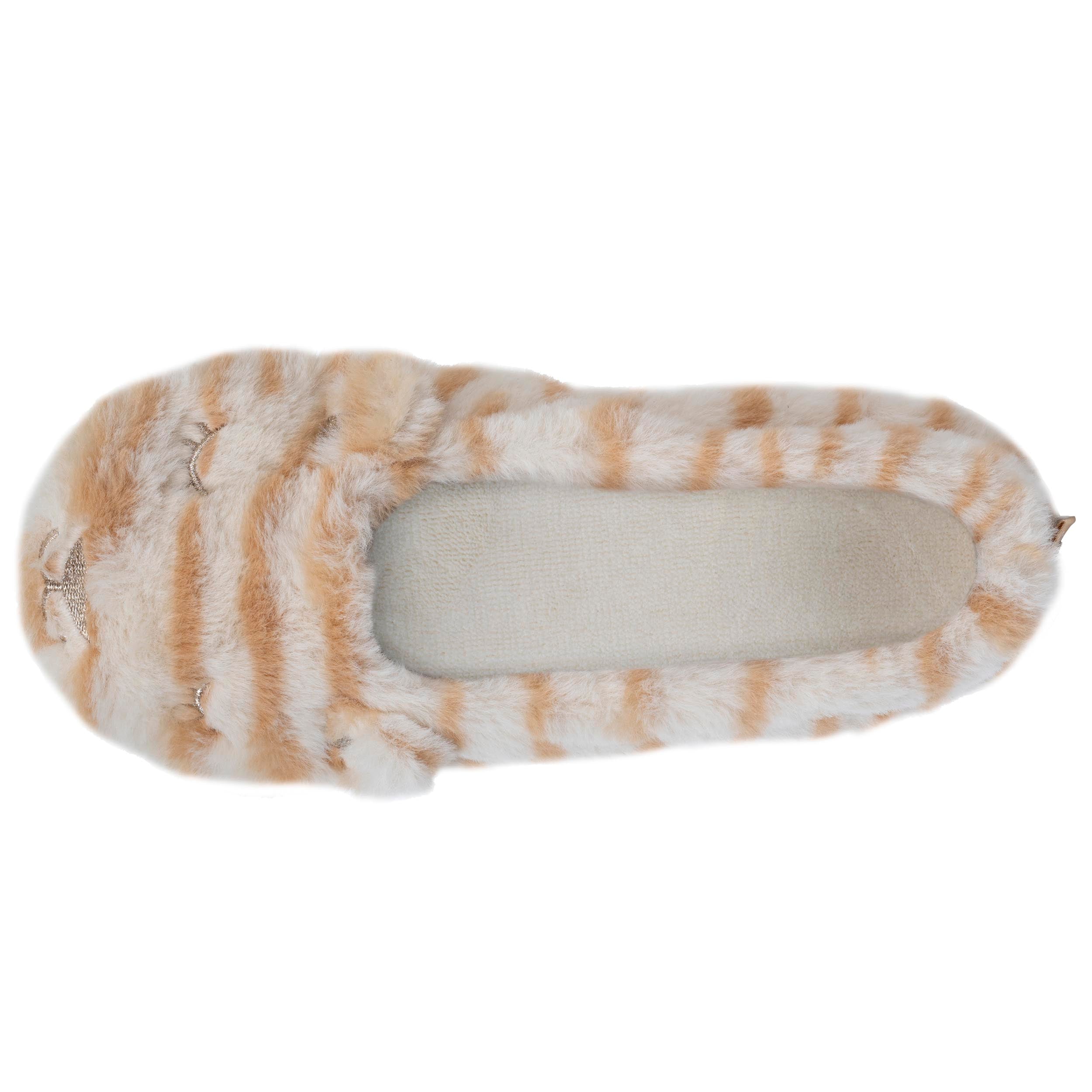 isotoner-chaussons-ballerines-femme-3d-beige-tigr-lion image 2