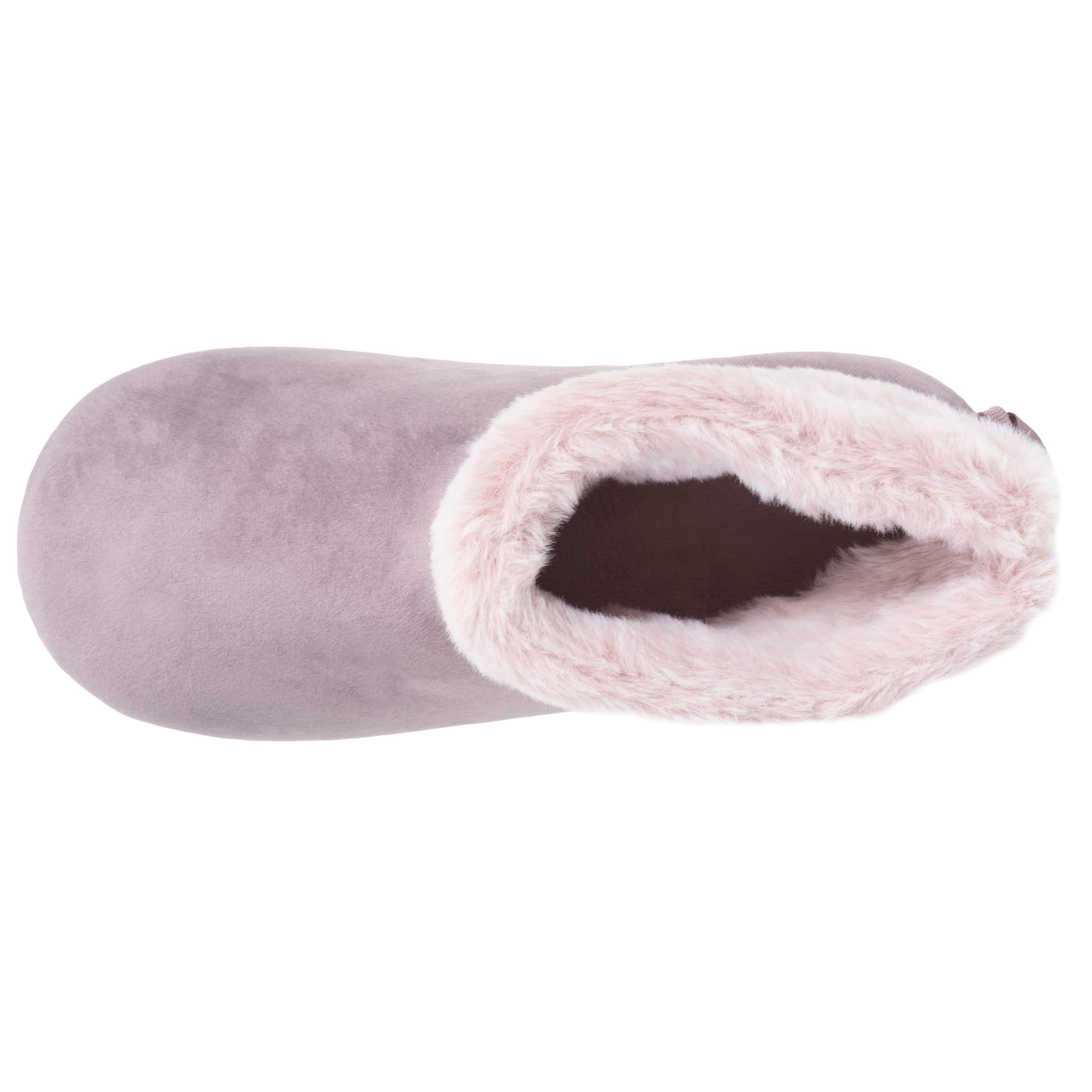 isotoner-chaussons-bottillons-femme-microvelours-taupe image 2
