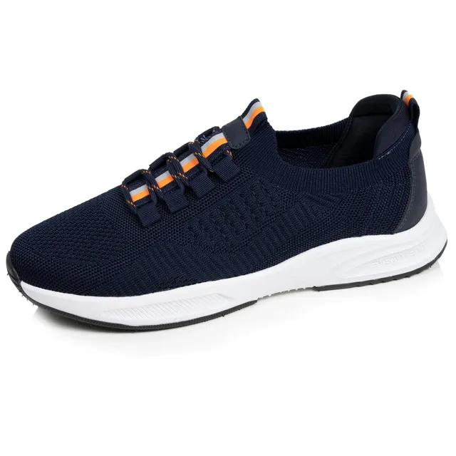 isotoner-basket-confort-homme-slip-on-marine-orange image 1