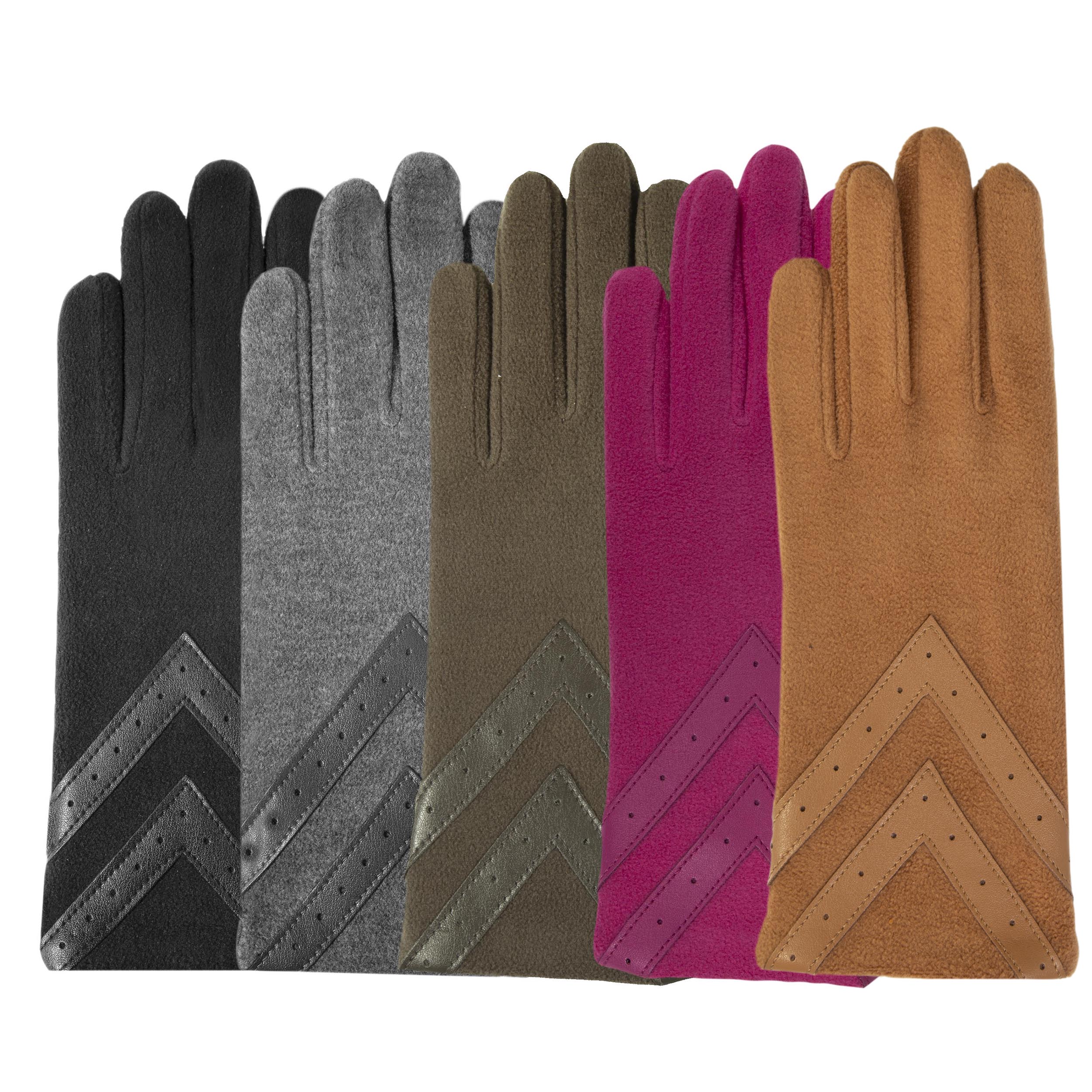 isotoner-gants-femme-tactiles-polaire-recycl-e-cognac image 2
