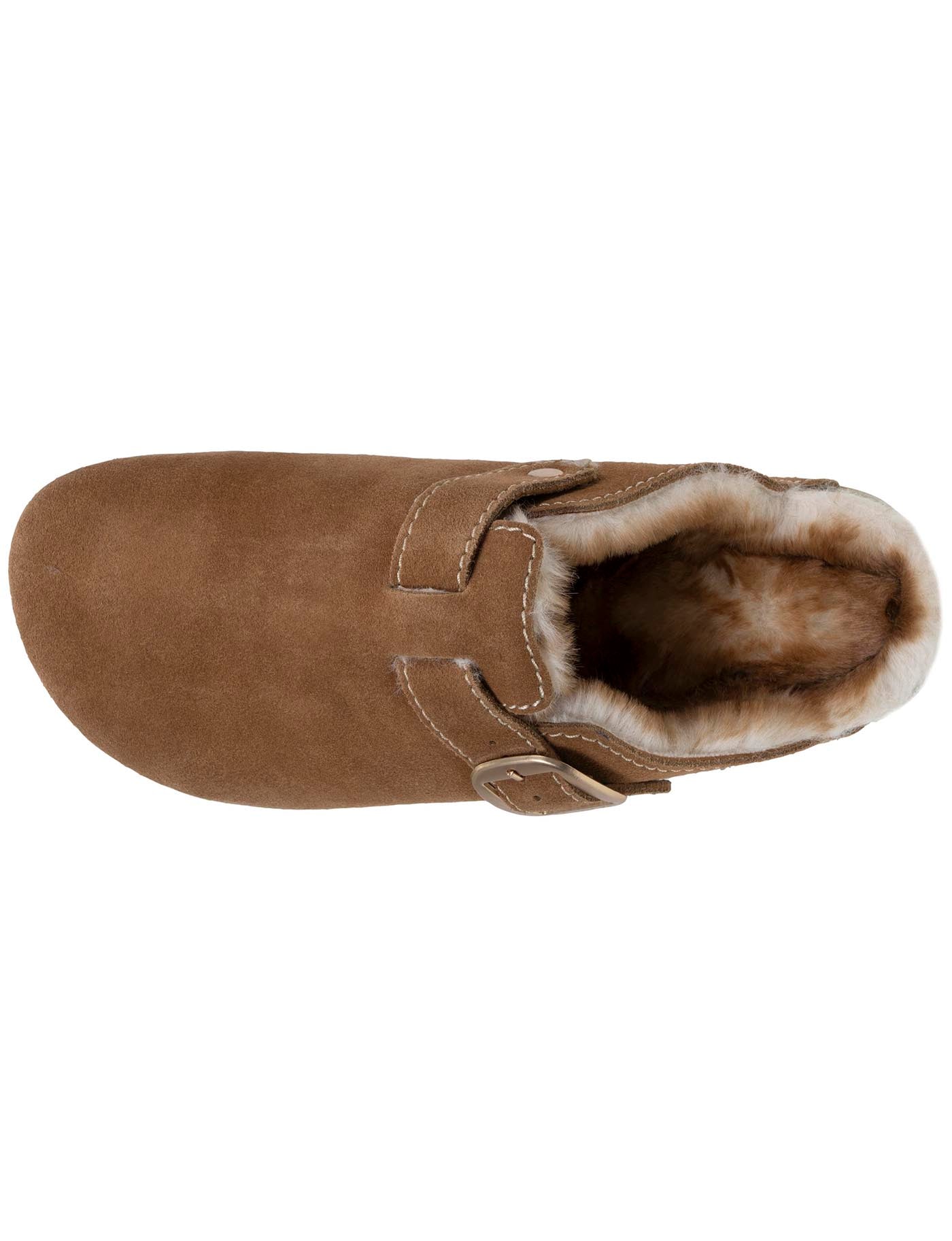isotoner-sabots-femme-camel-cuir-surpiq-res-blanches image 7