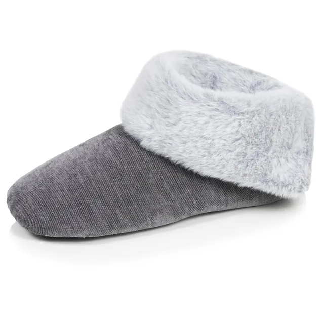 isotoner-chaussons-bottillons-femme-paillet-gris-fonc image 1