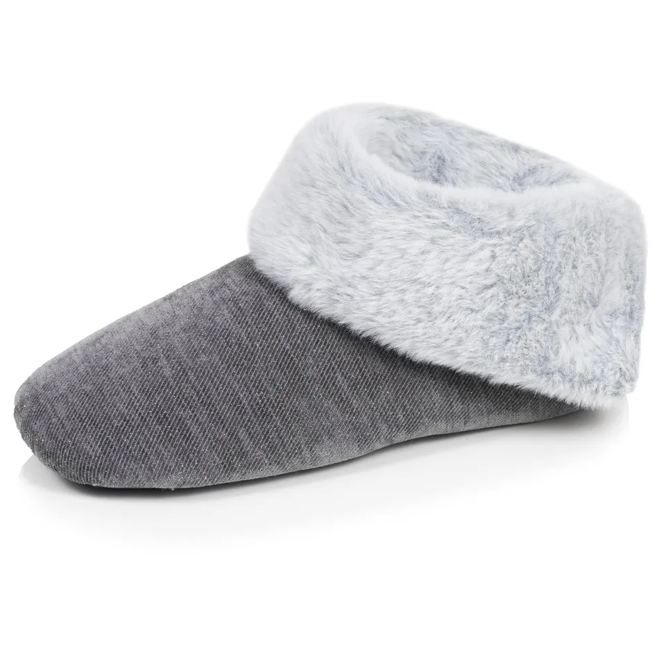 isotoner-chaussons-bottillons-femme-paillet-gris-fonc image 1