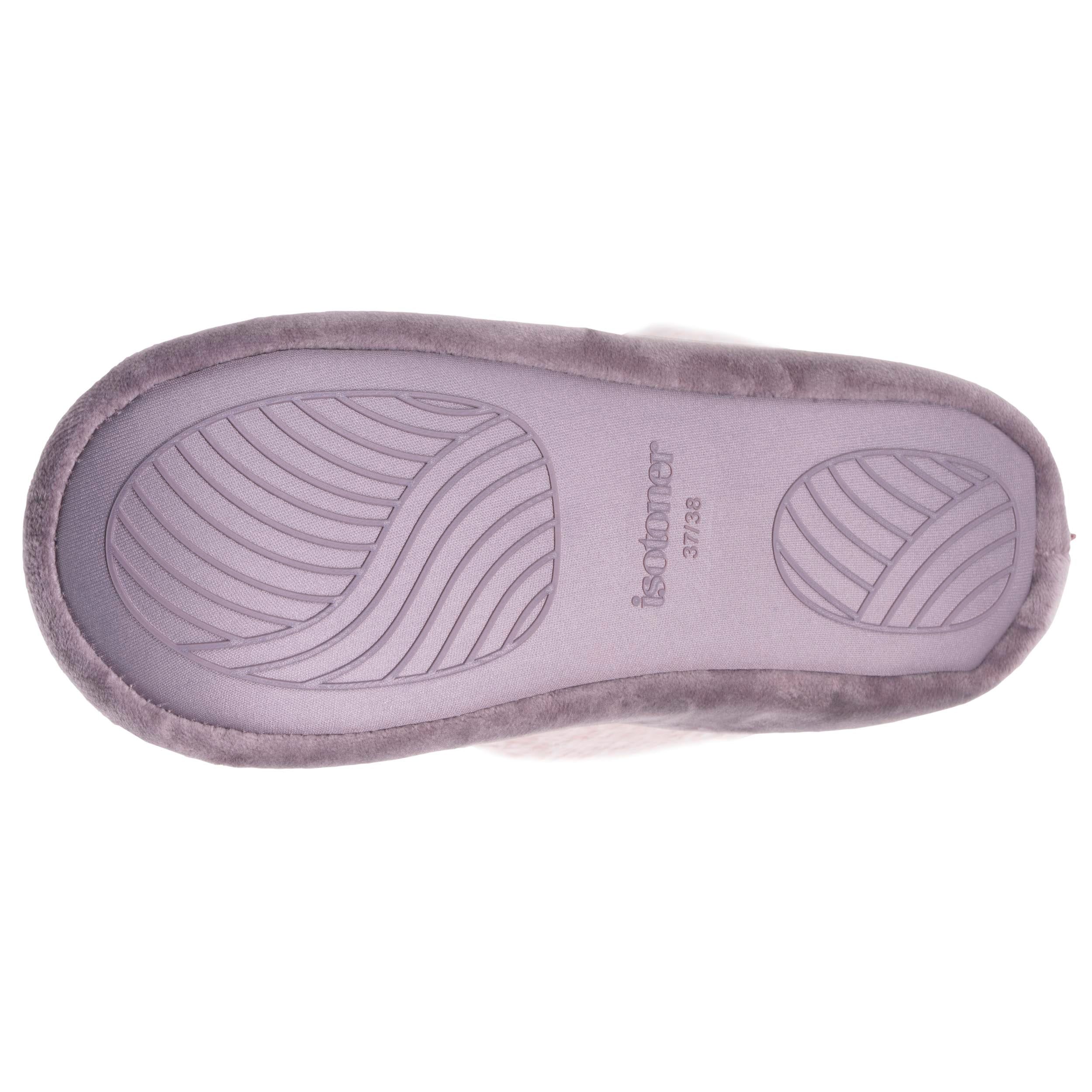 isotoner-chaussons-bottillons-femme-microvelours-taupe image 4