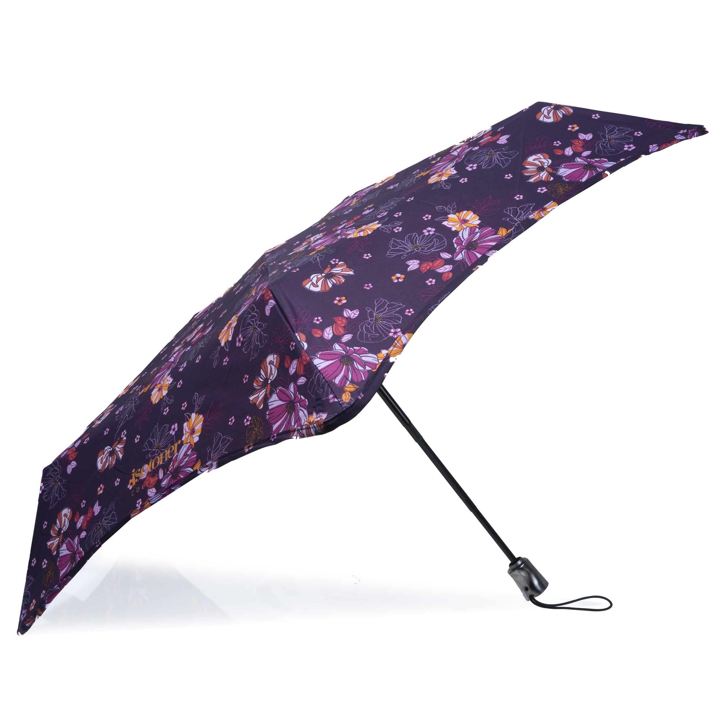 isotoner-parapluie-x-tra-solide-28-cm-fleurs-aubergine image 2