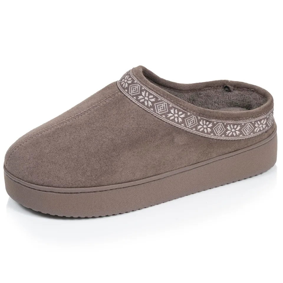 isotoner-chaussons-mules-plateforme-femme-taupe-3-5-cm image 1