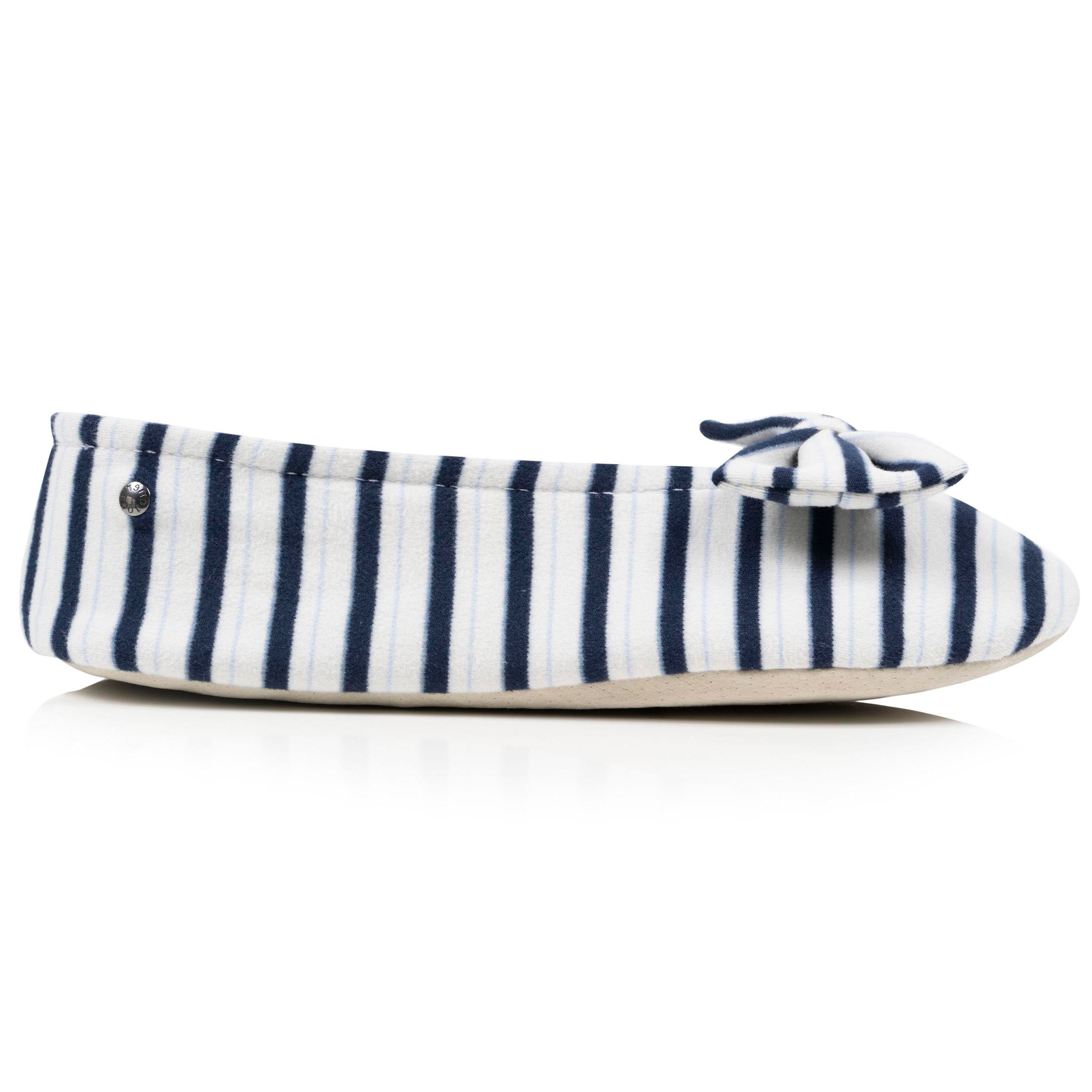 isotoner-chaussons-ballerines-femme-n-ud-rayures-bleues image 8
