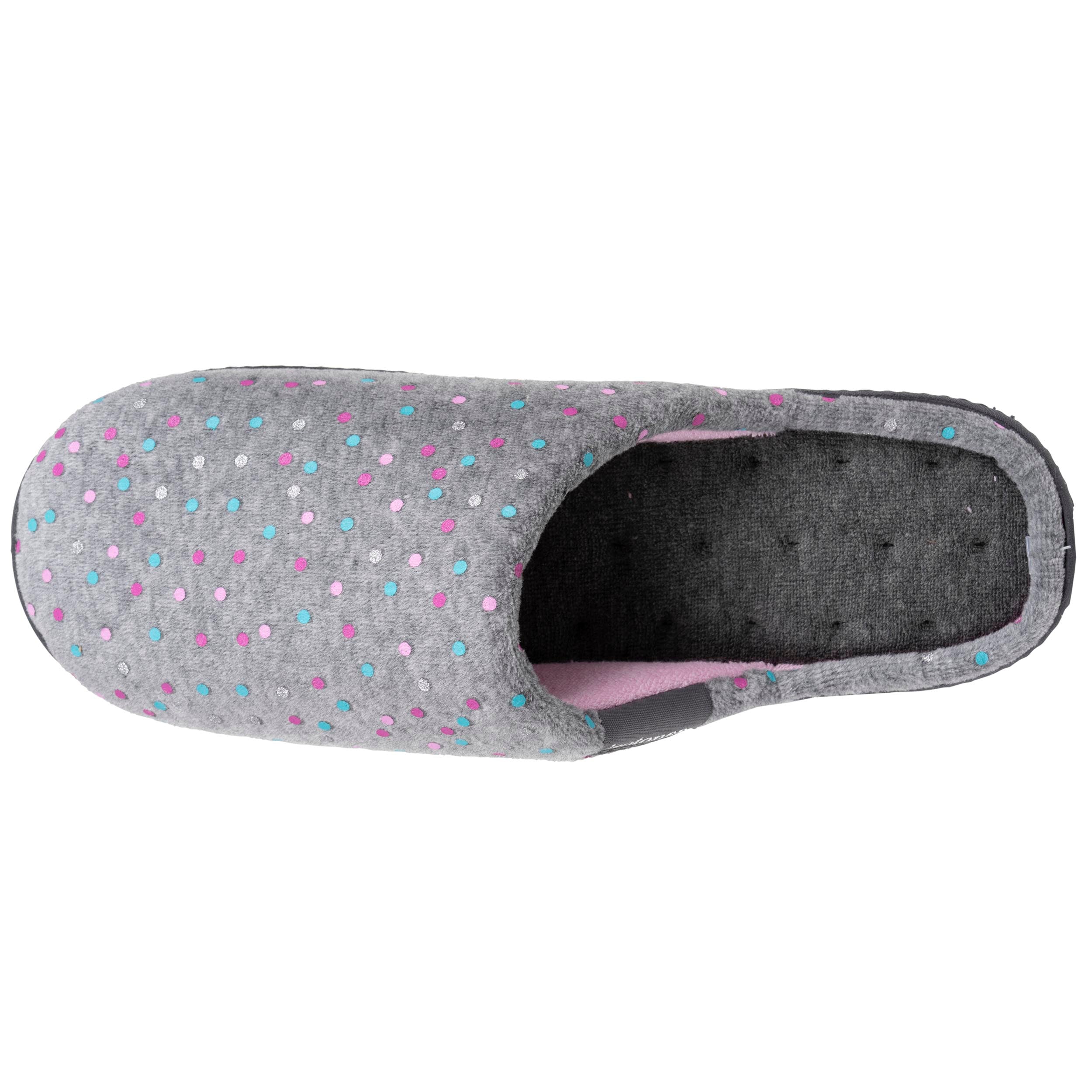 isotoner-chaussons-mules-femme-ergonomiques-pois-gris image 2