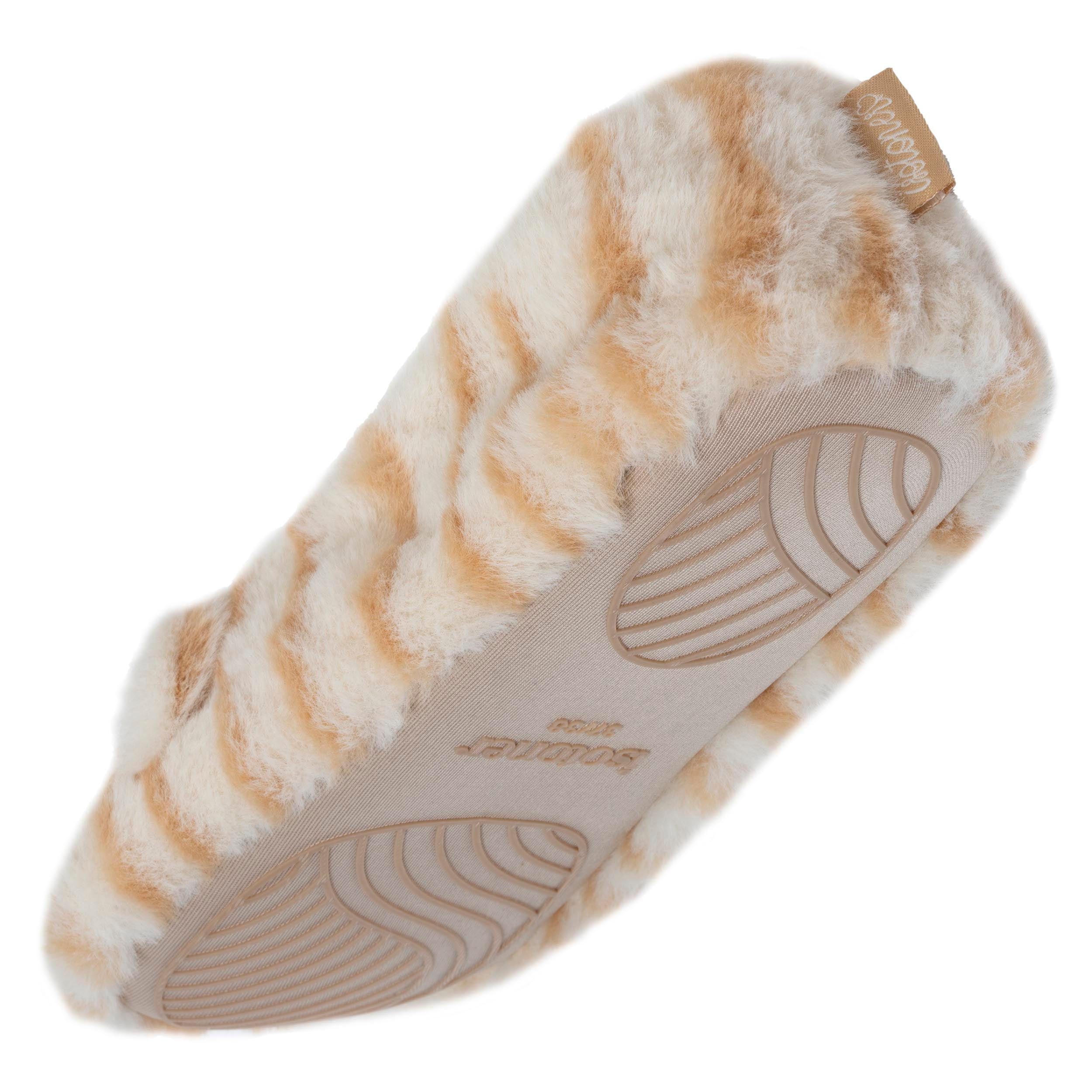 isotoner-chaussons-ballerines-femme-3d-beige-tigr-lion image 5