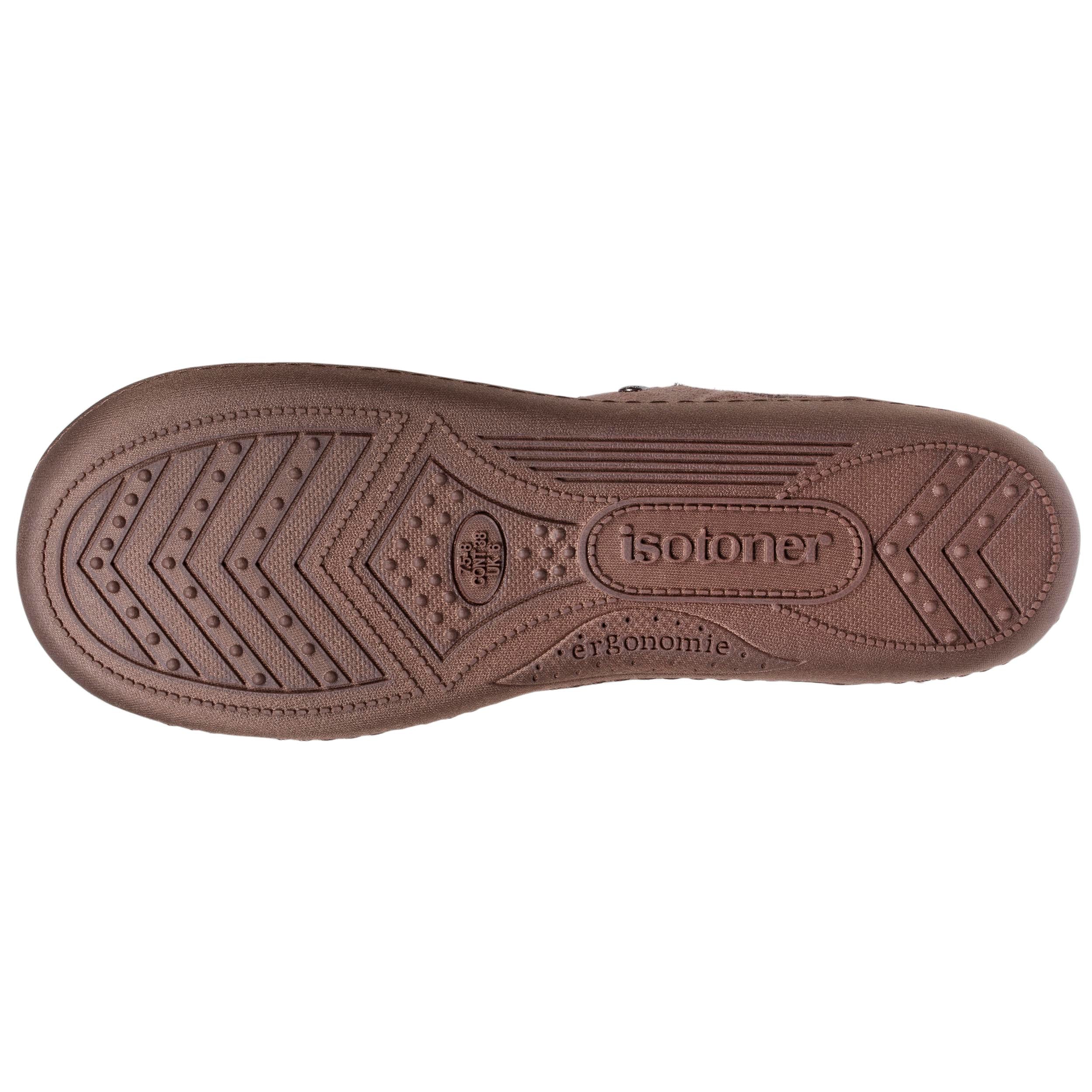 isotoner-chaussons-mules-cuir-femme-taupe-les-premium image 4