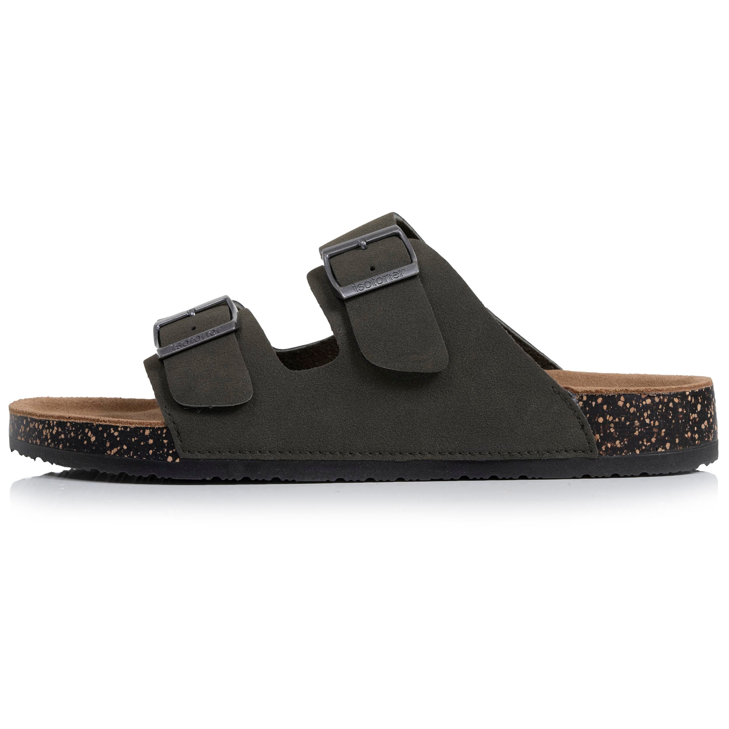 isotoner-mules-sandales-homme-double-bride-kaki-everywear image 4