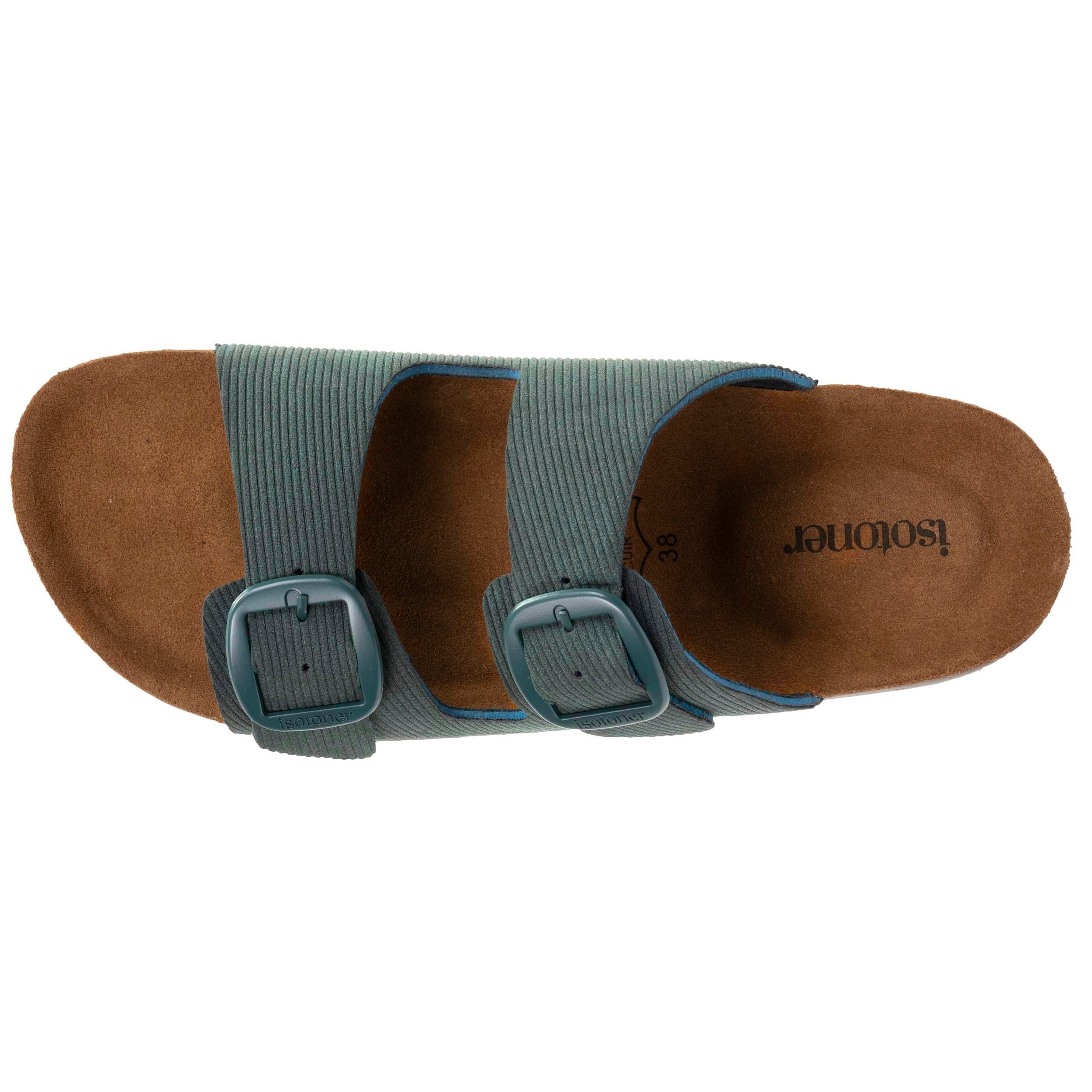 isotoner-mules-sandales-femme-double-bride-bleu-canard image 3