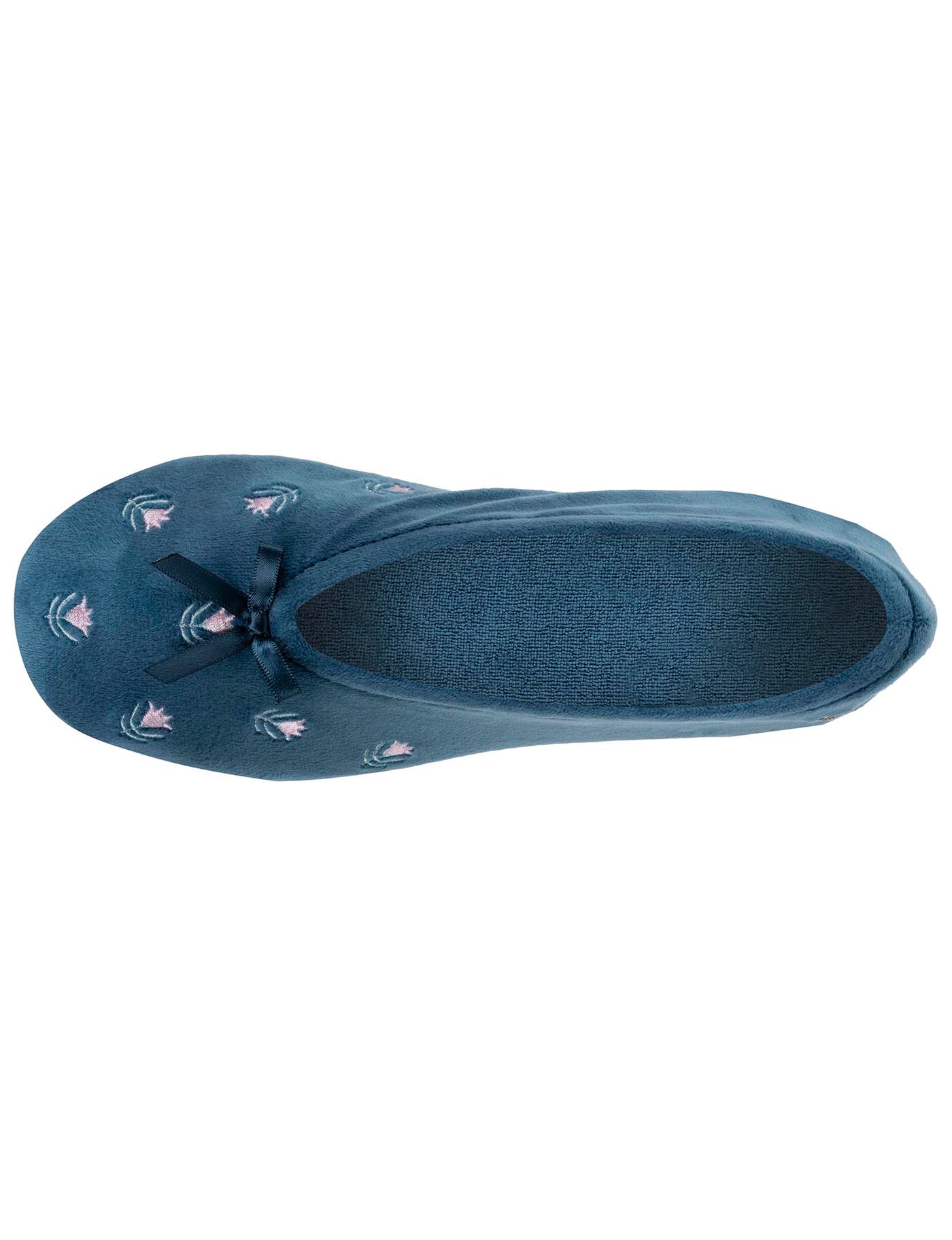 isotoner-chaussons-ballerines-femme-grand-n-ud-bleu-fleurs image 7