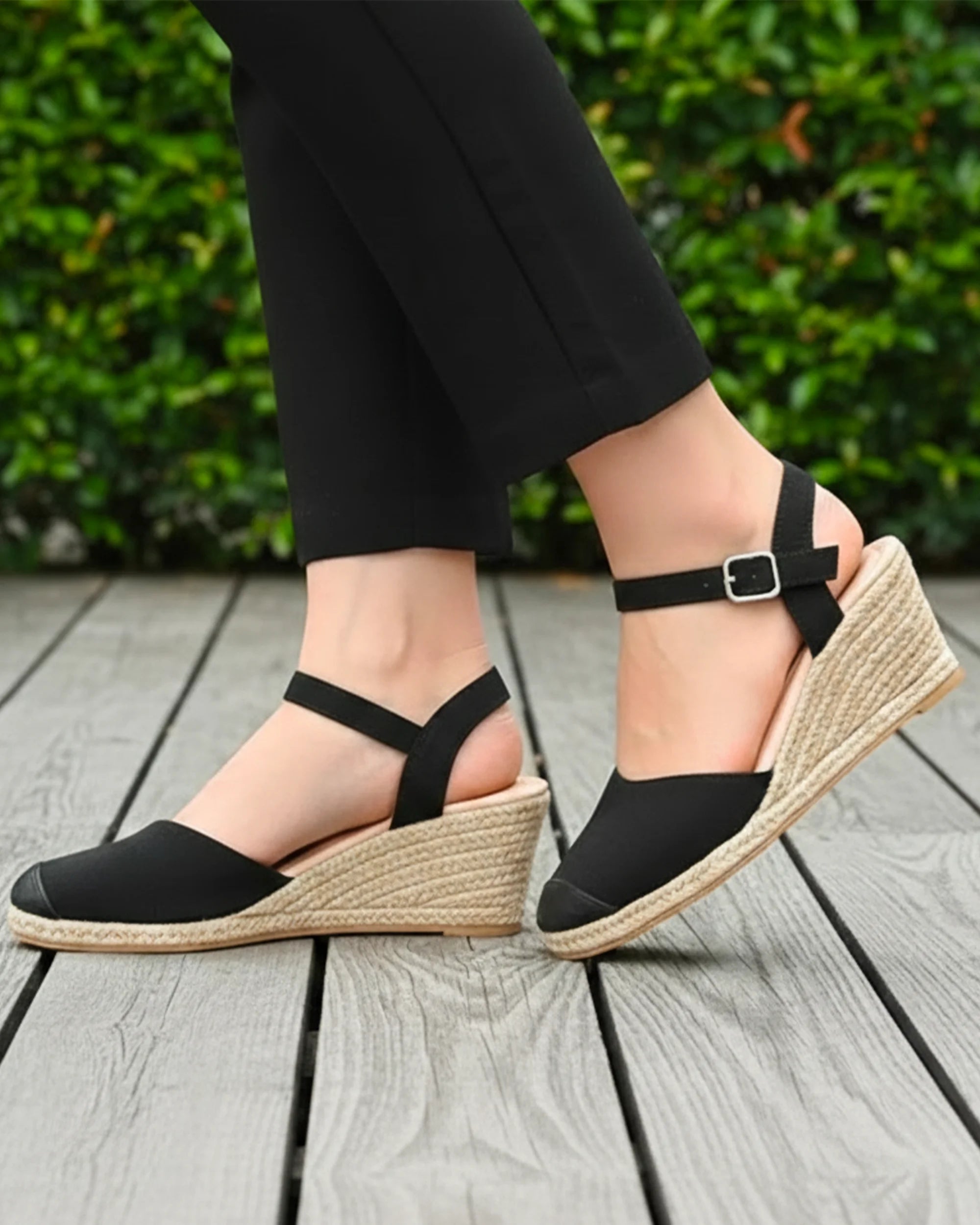 isotoner-espadrilles-ferm-es-femme-talon-corde-6-cm-noir image 2