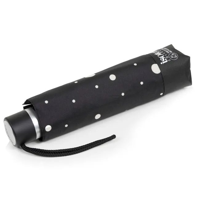isotoner-parapluie-pliant-pois-noir-jaune-petit-prix image 1