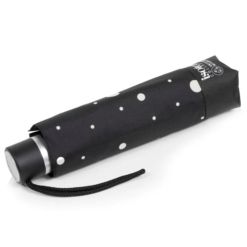 isotoner-parapluie-pliant-pois-noir-jaune-petit-prix image 1
