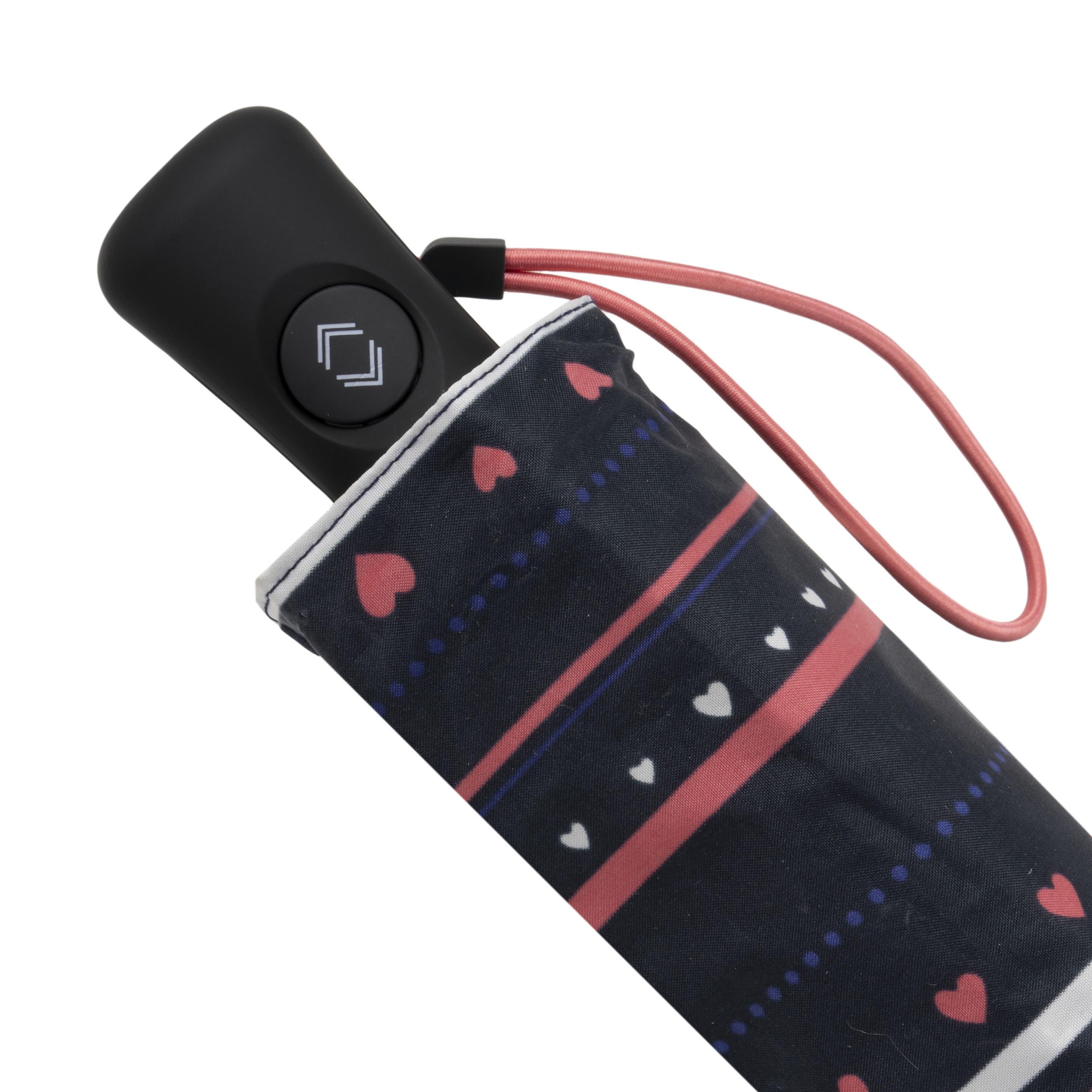 isotoner-parapluie-mini-auto-rayure-petit-c-ur-marine-femme image 5