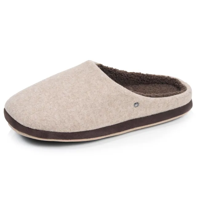 isotoner-chaussons-mules-homme-feutrine-beige image 1