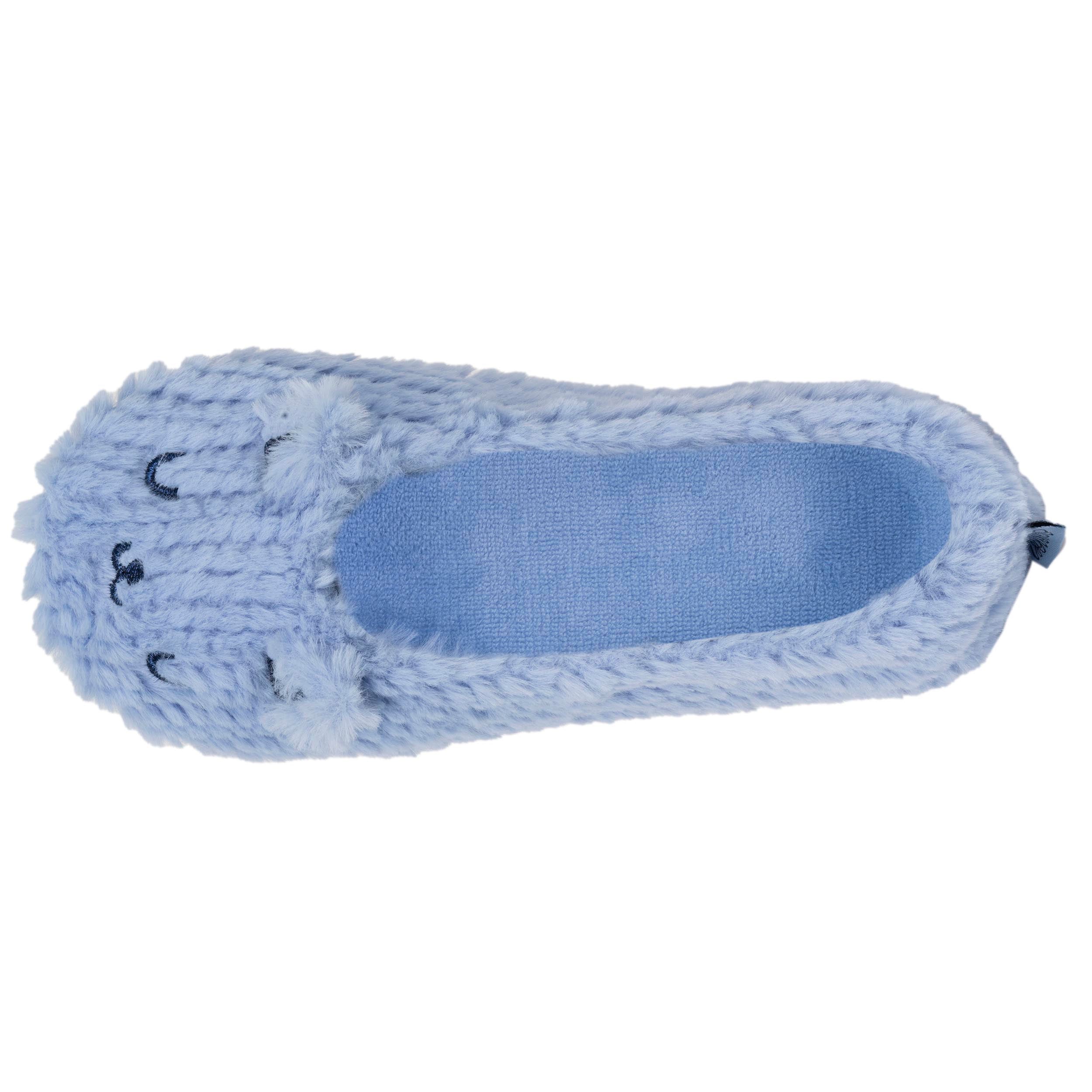 isotoner-chaussons-ballerines-femme-chat-bleu-fourrure-douce image 3