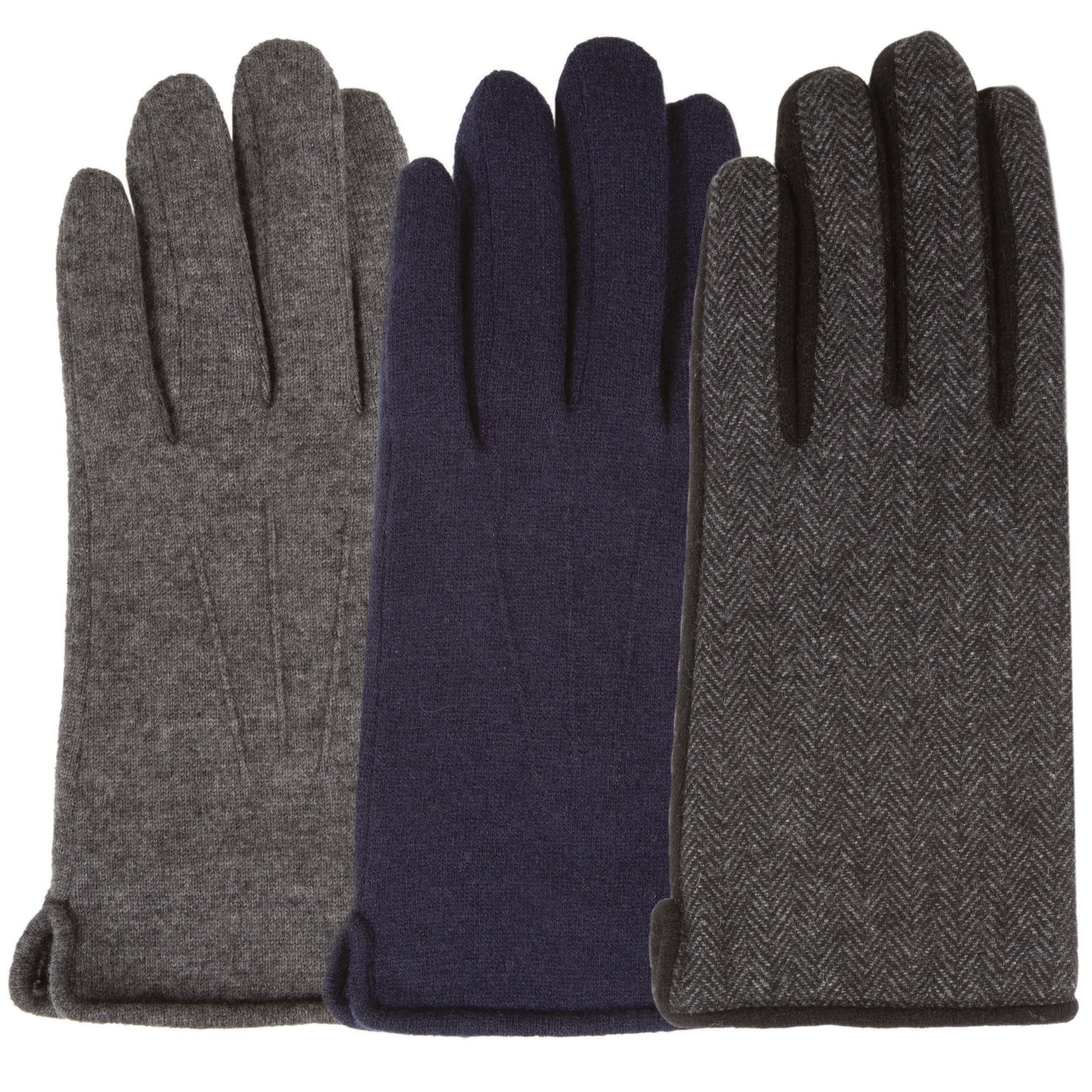isotoner-gants-homme-tactiles-laine-chevrons image 2
