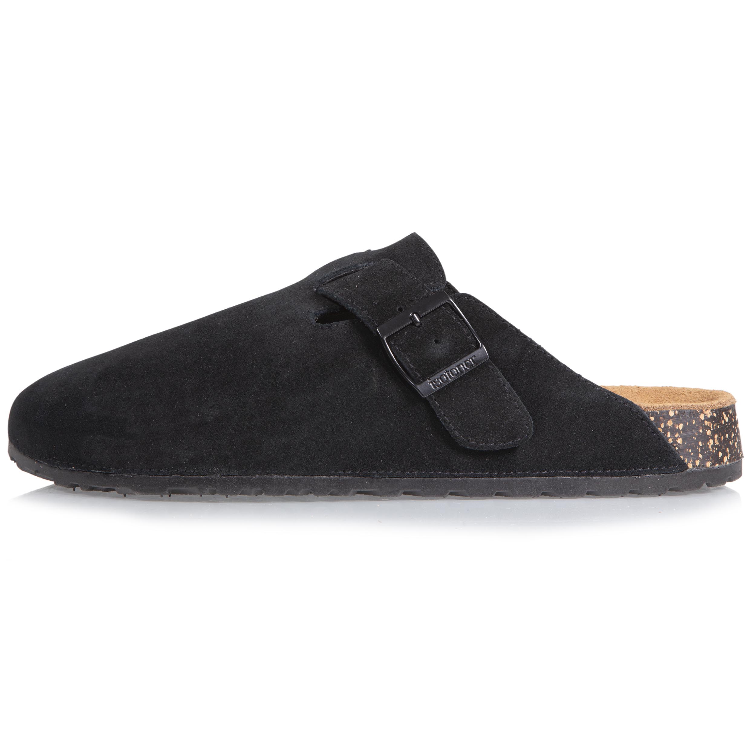 isotoner-mules-sabots-homme-cuir-noir-effet-li-ge image 3
