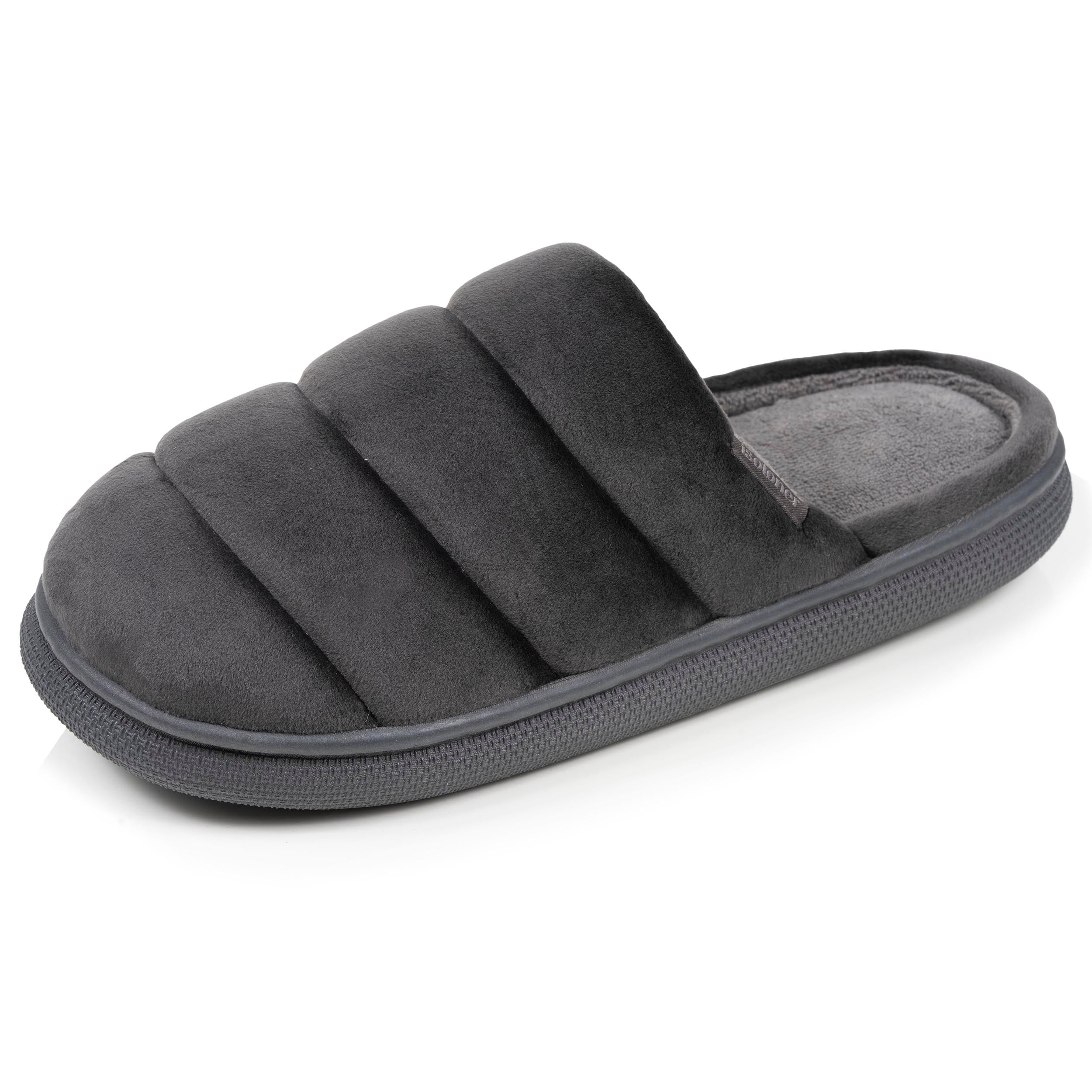 isotoner-chaussons-mules-homme-bloup-gris-velours-confort image 1