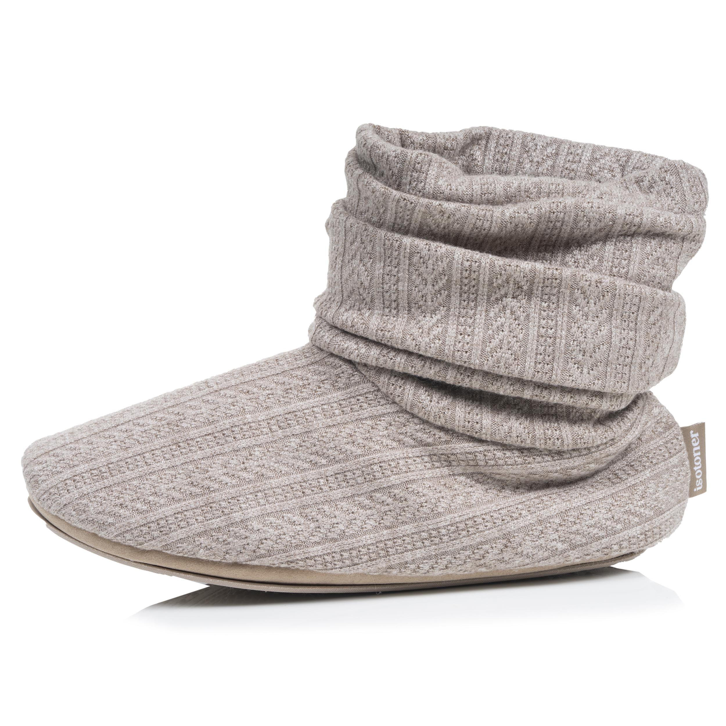 isotoner-chaussons-bottillons-tricot-femme-beige-chin image 4