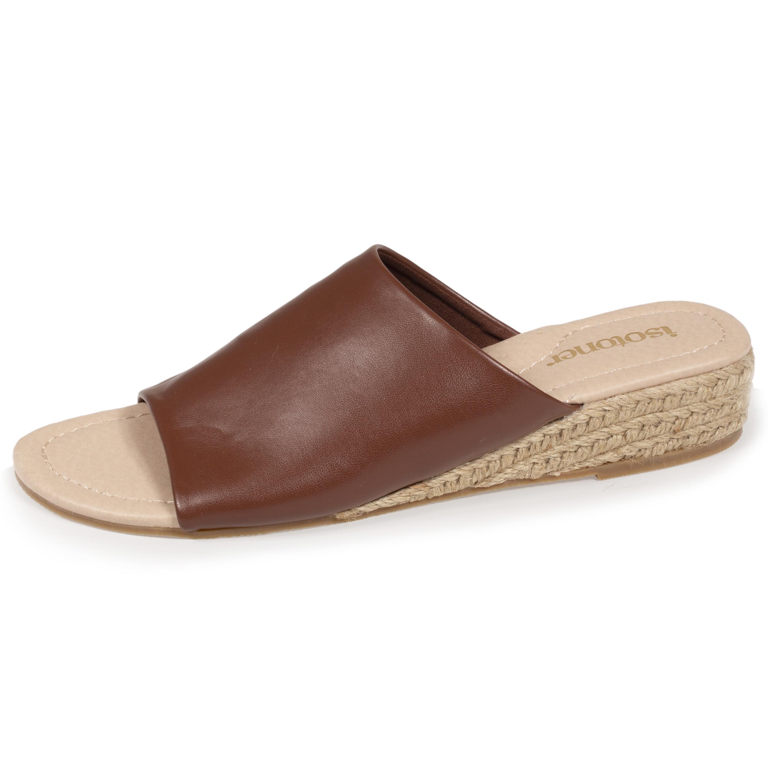 isotoner-mules-femme-talon-corde-bandeau-cognac image 1