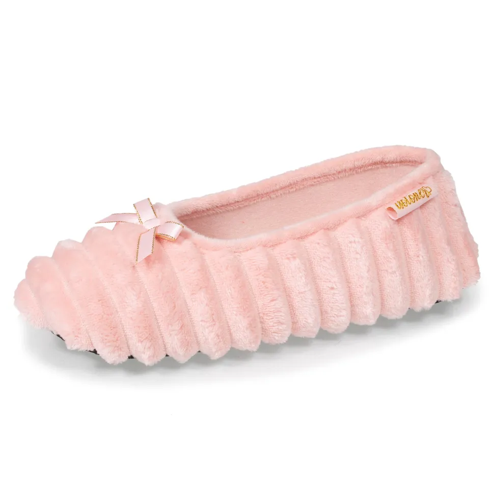 isotoner-chaussons-ballerines-femme-rose-guimauve image 1