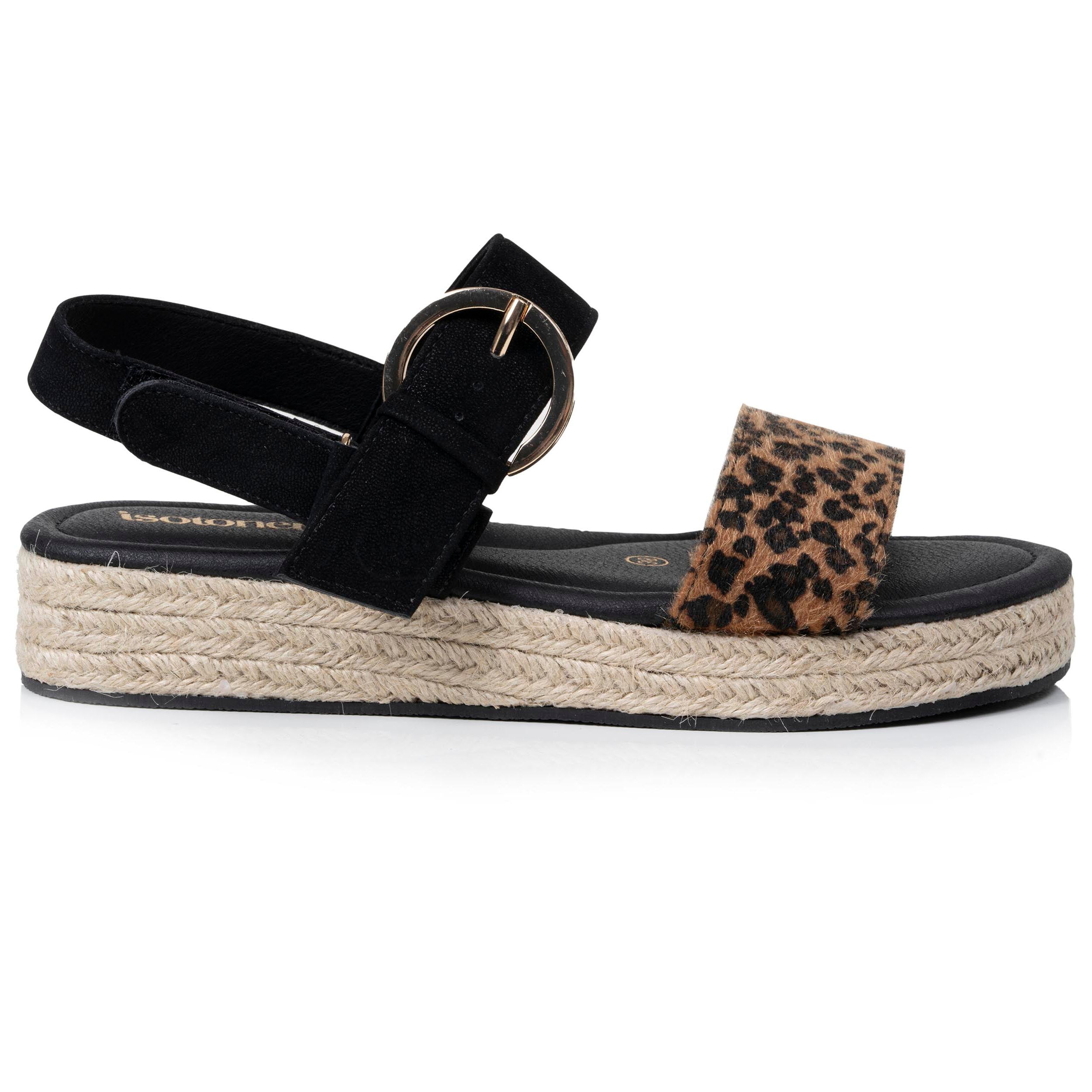 isotoner-sandales-femme-corde-tress-e-noir-l-opard image 8