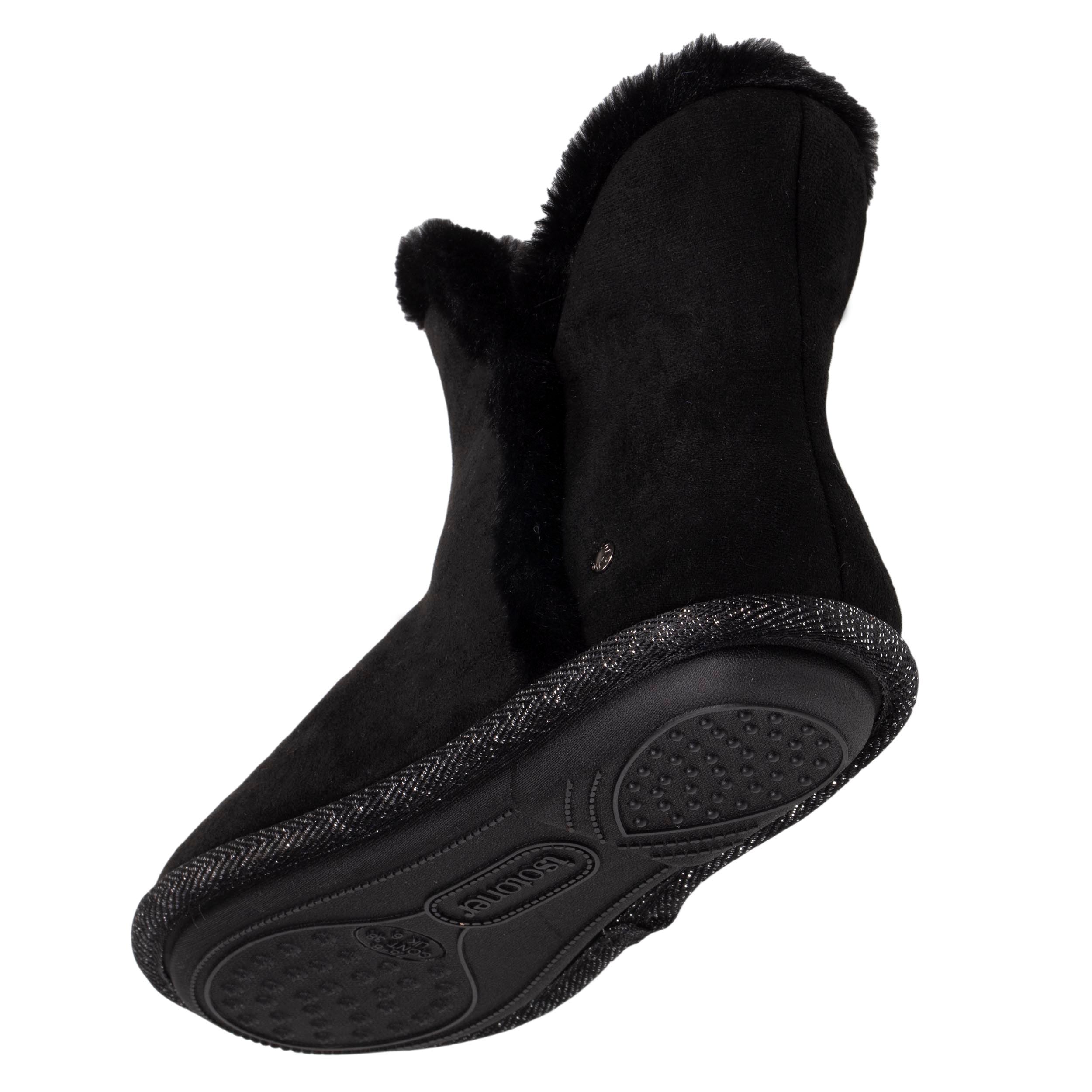 isotoner-chaussons-bottillons-femme-su-dine-noir-liser-fourrure image 5