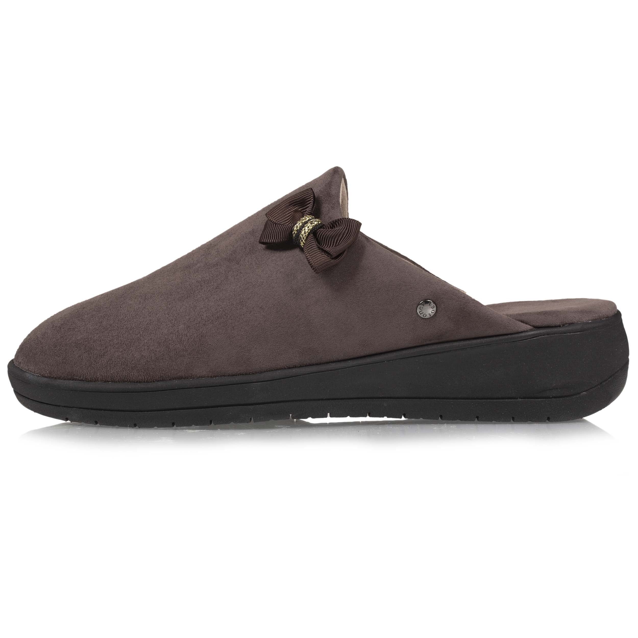 isotoner-chaussons-mules-femme-talon-n-ud-taupe-everywear image 3