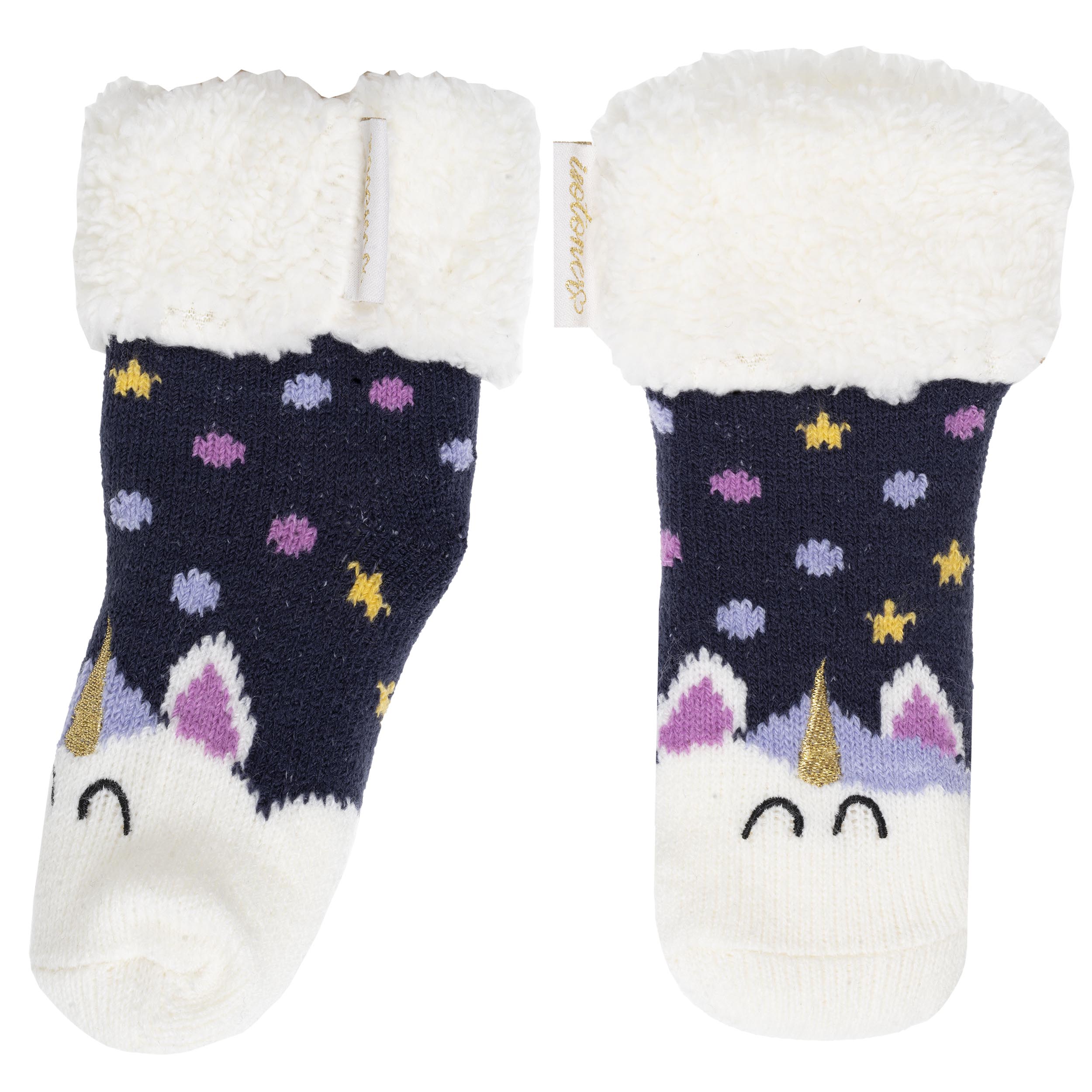 isotoner-chaussettes-fourr-es-enfant-marine-licorne-1-8-ans image 2