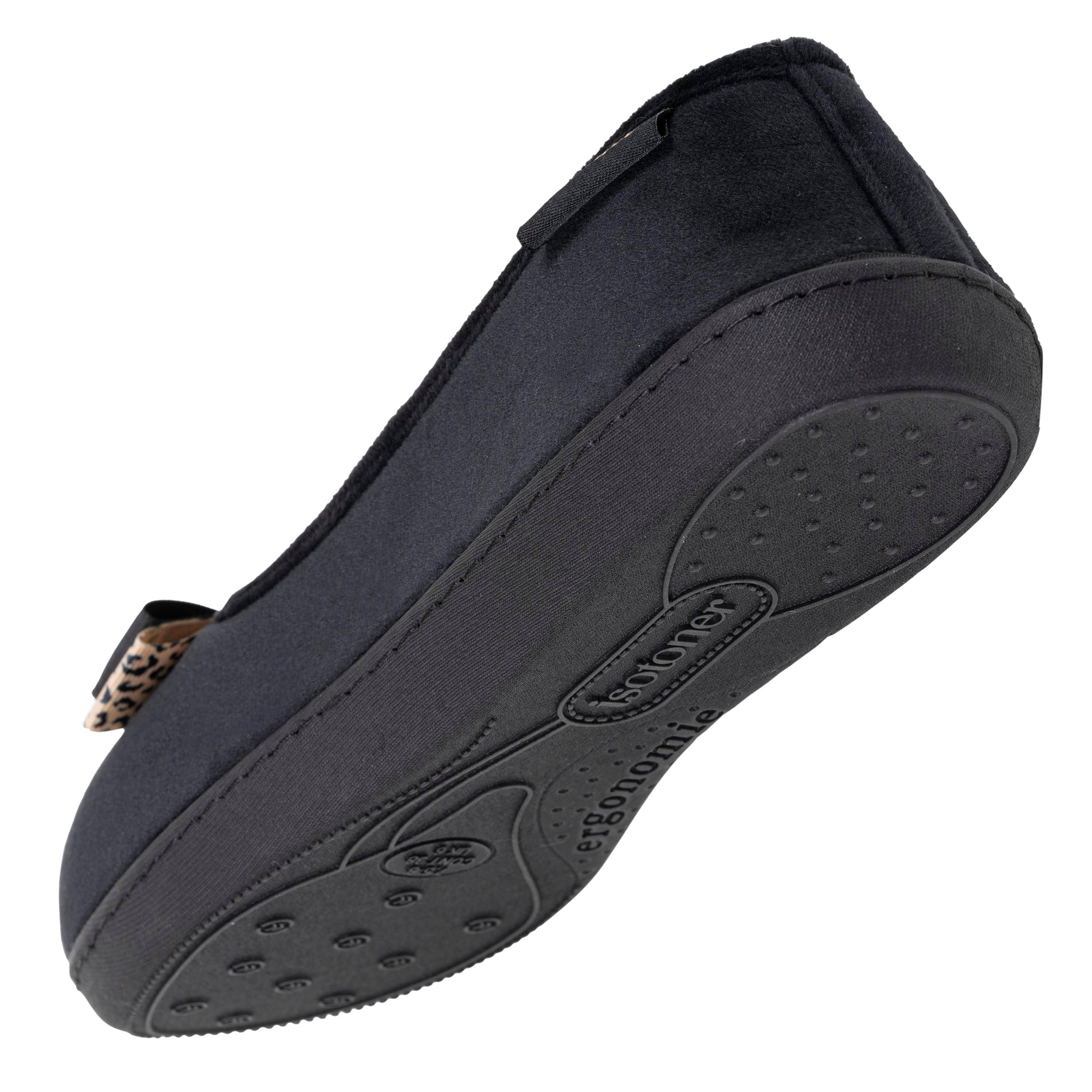 isotoner-chaussons-ballerines-femme-noir-n-ud-l-opard image 5