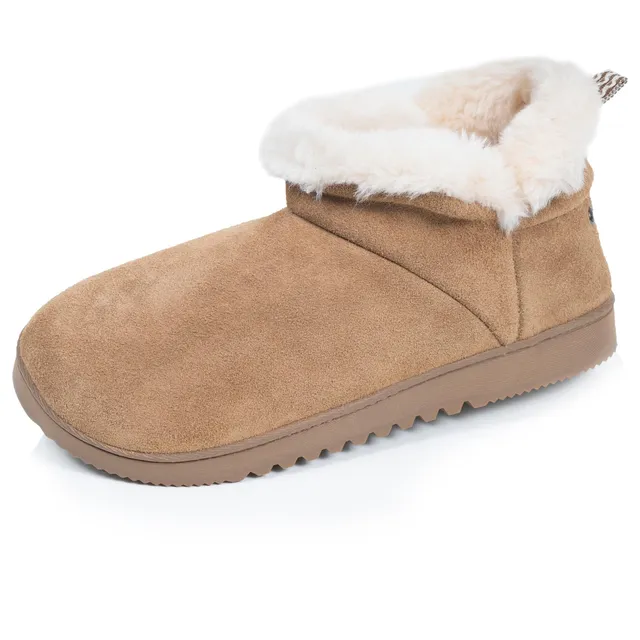 isotoner-chaussons-bottillons-cuir-femme-camel image 1