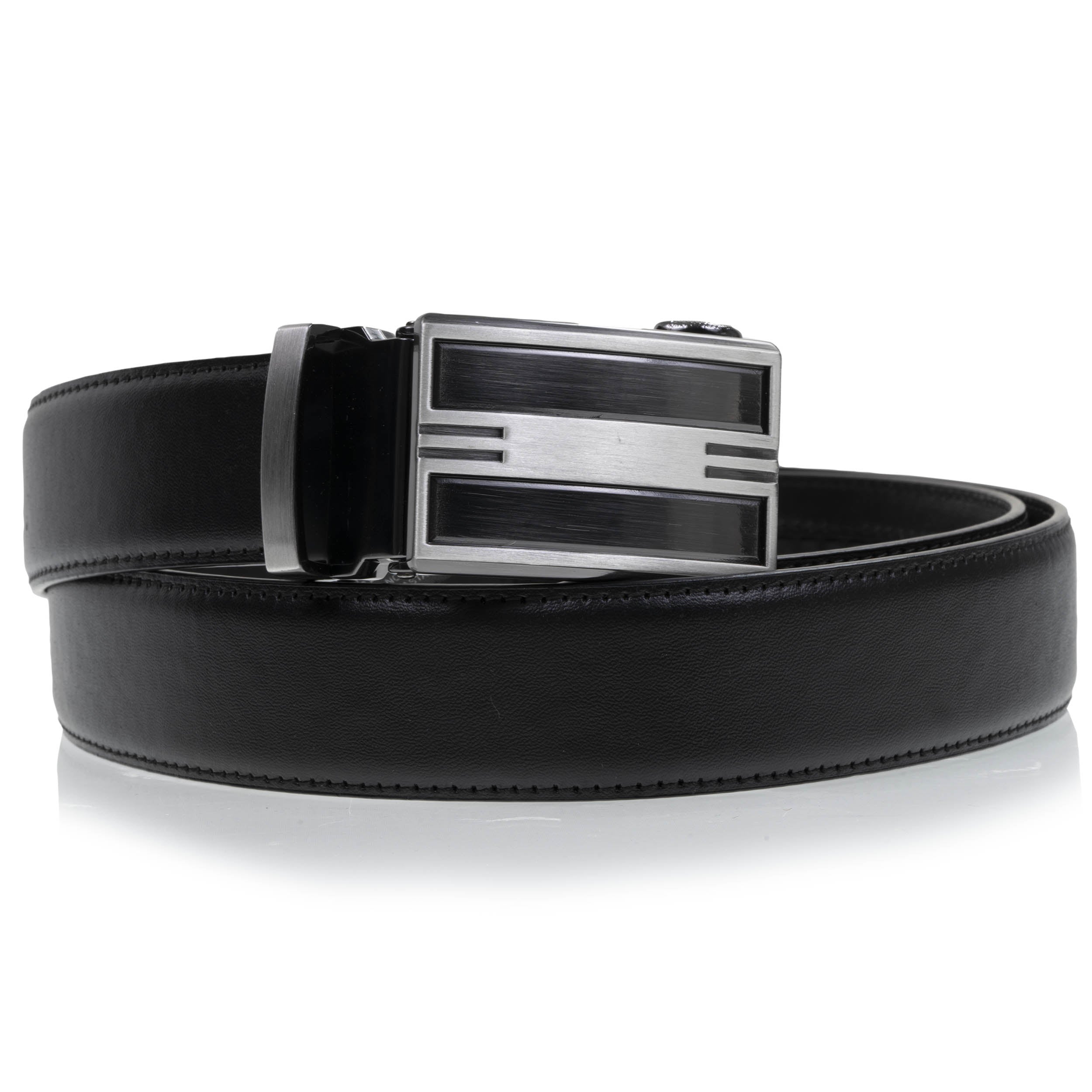 isotoner-ceinture-homme-noir-ajustable-boucle-bicolore-3-3-cm image 1