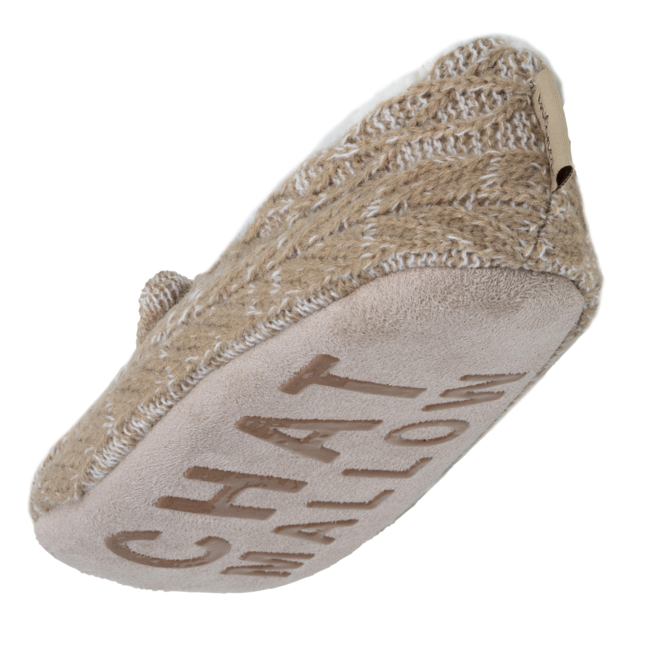 isotoner-chaussettes-chaussons-femme-maille-chat-beige image 5