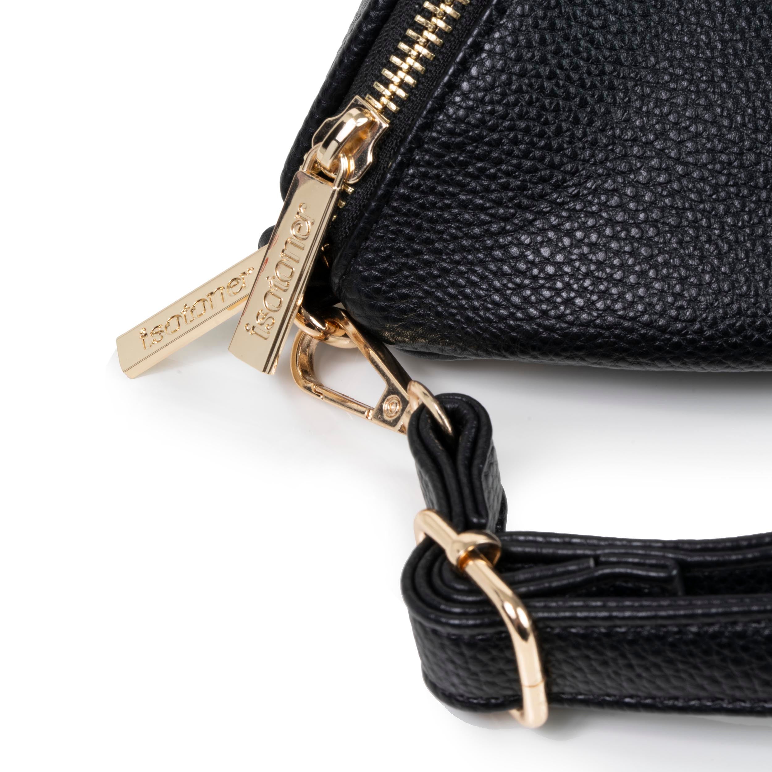 isotoner-sac-banane-femme-noir-grain-multi-poches image 4