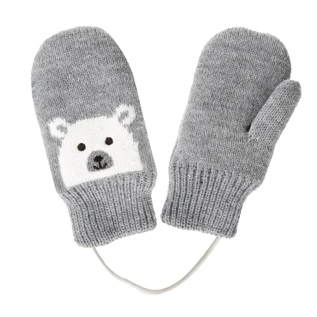 isotoner-moufles-enfant-2-3-ans-motif-ours-gris image 1