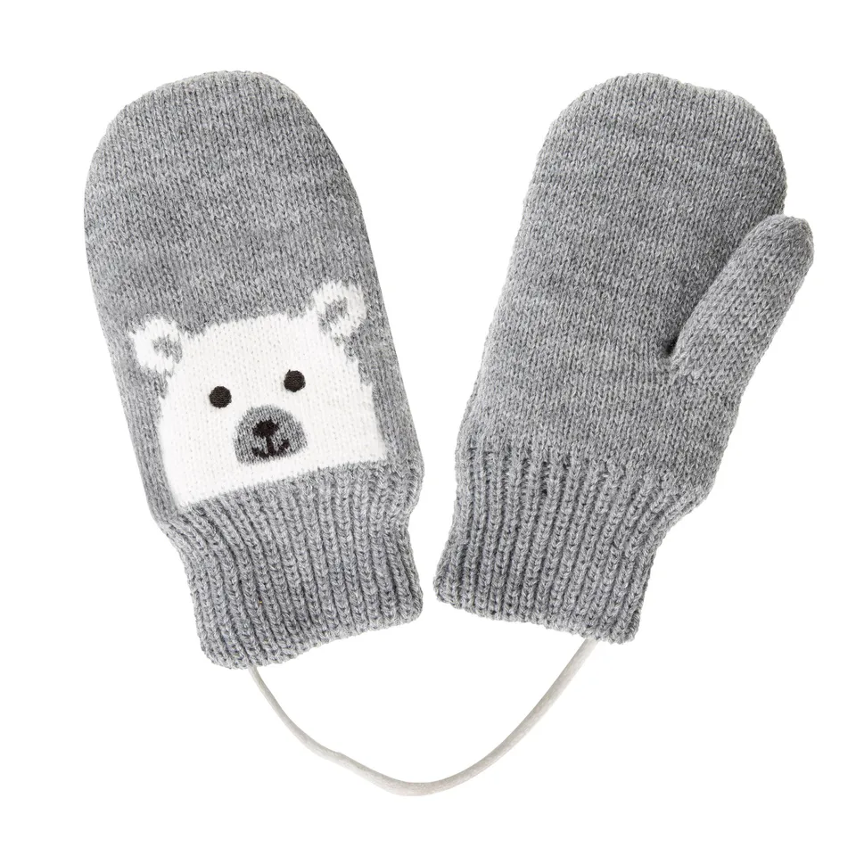 isotoner-moufles-enfant-2-3-ans-motif-ours-gris image 1