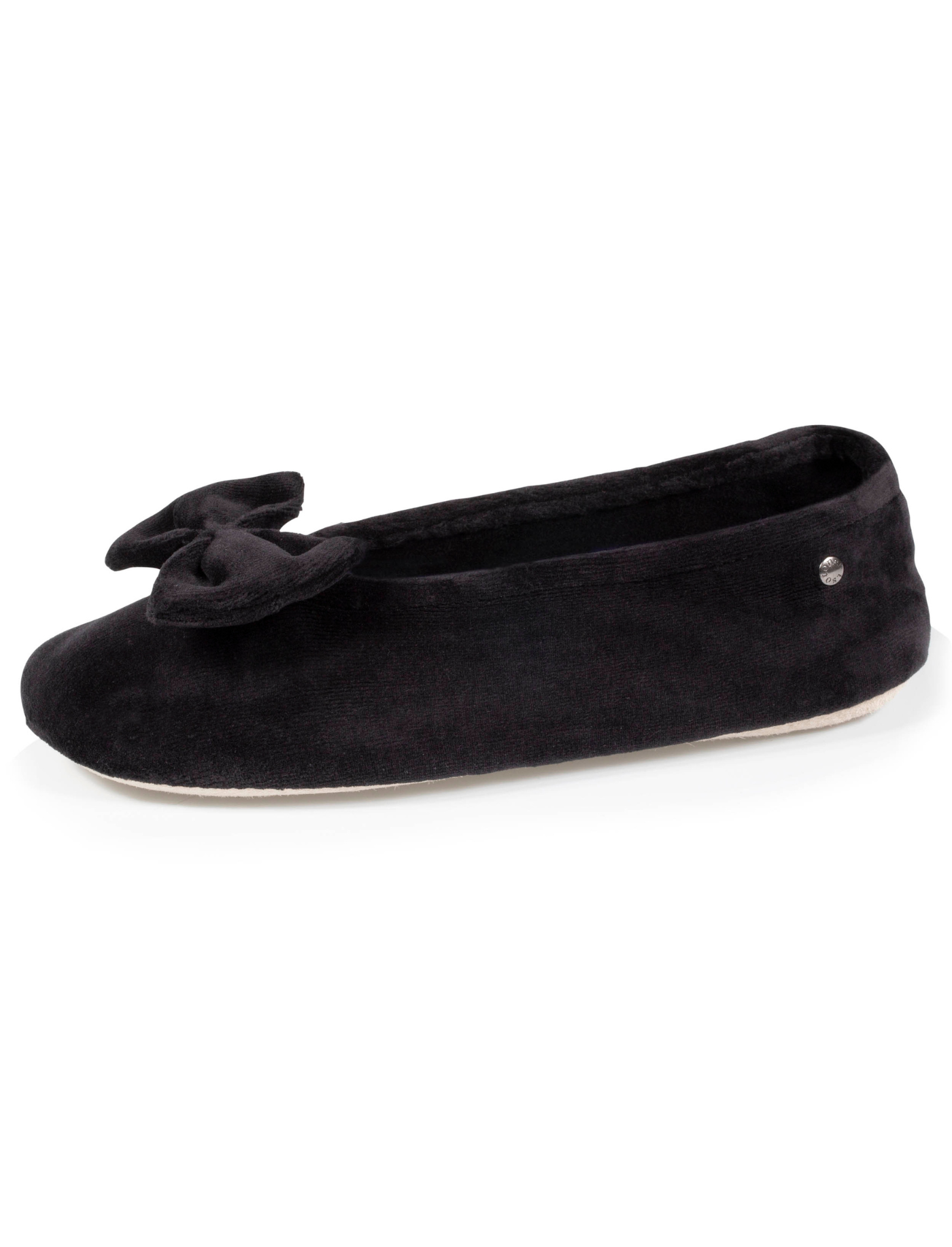 isotoner-chaussons-ballerines-femme-grand-n-ud-noir-coton-bio image 6