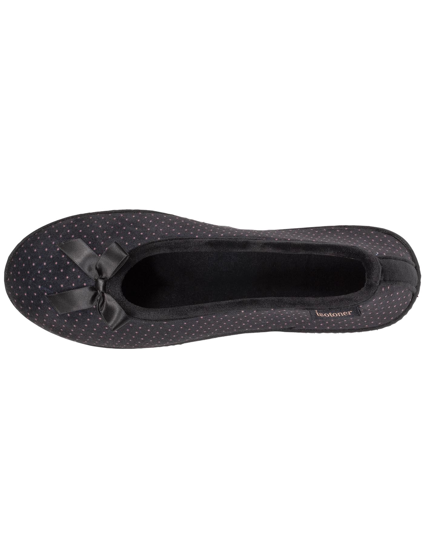 isotoner-chaussons-ballerines-talon-femme-noir-pois image 7