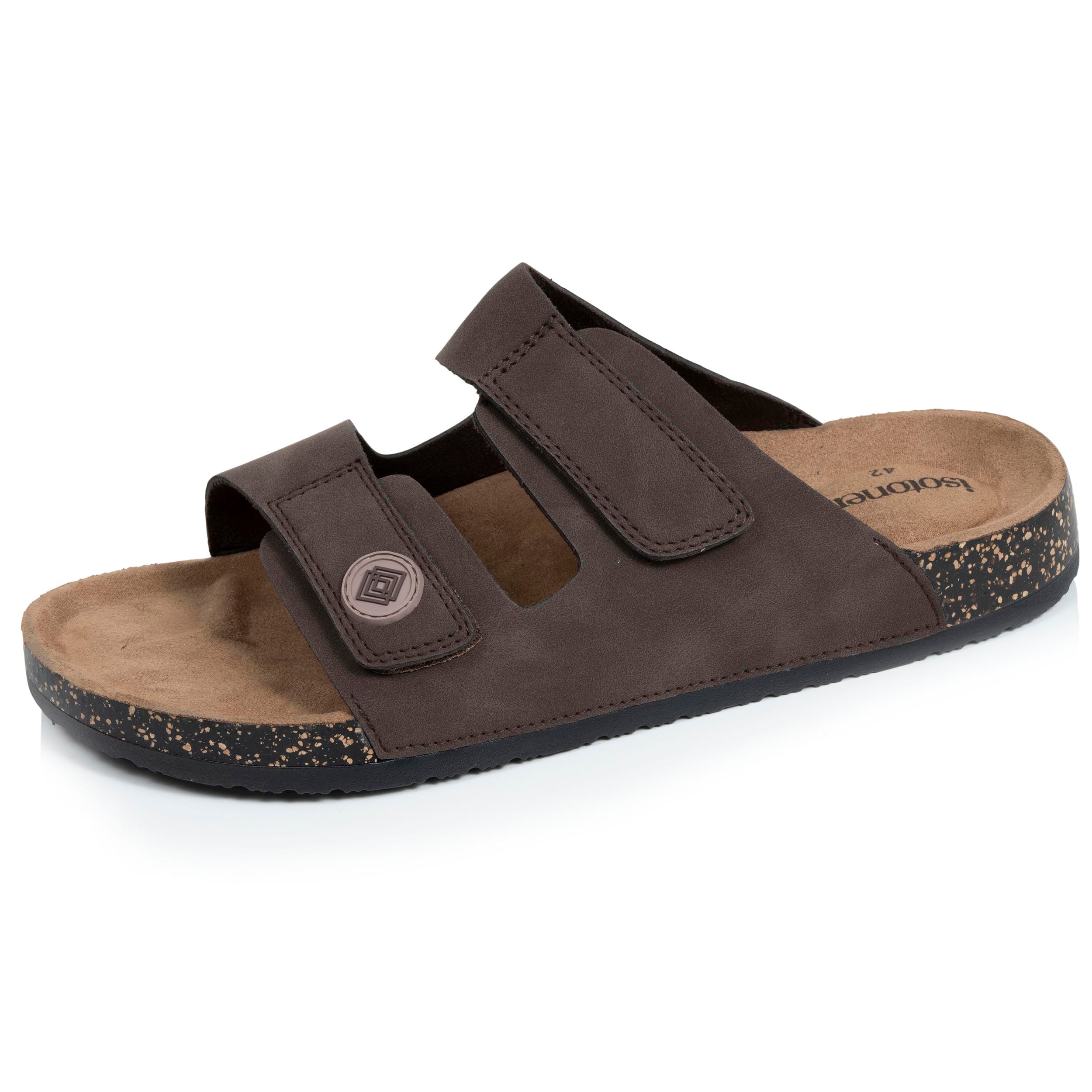isotoner-mules-sandales-homme-double-bride-chocolat image 1