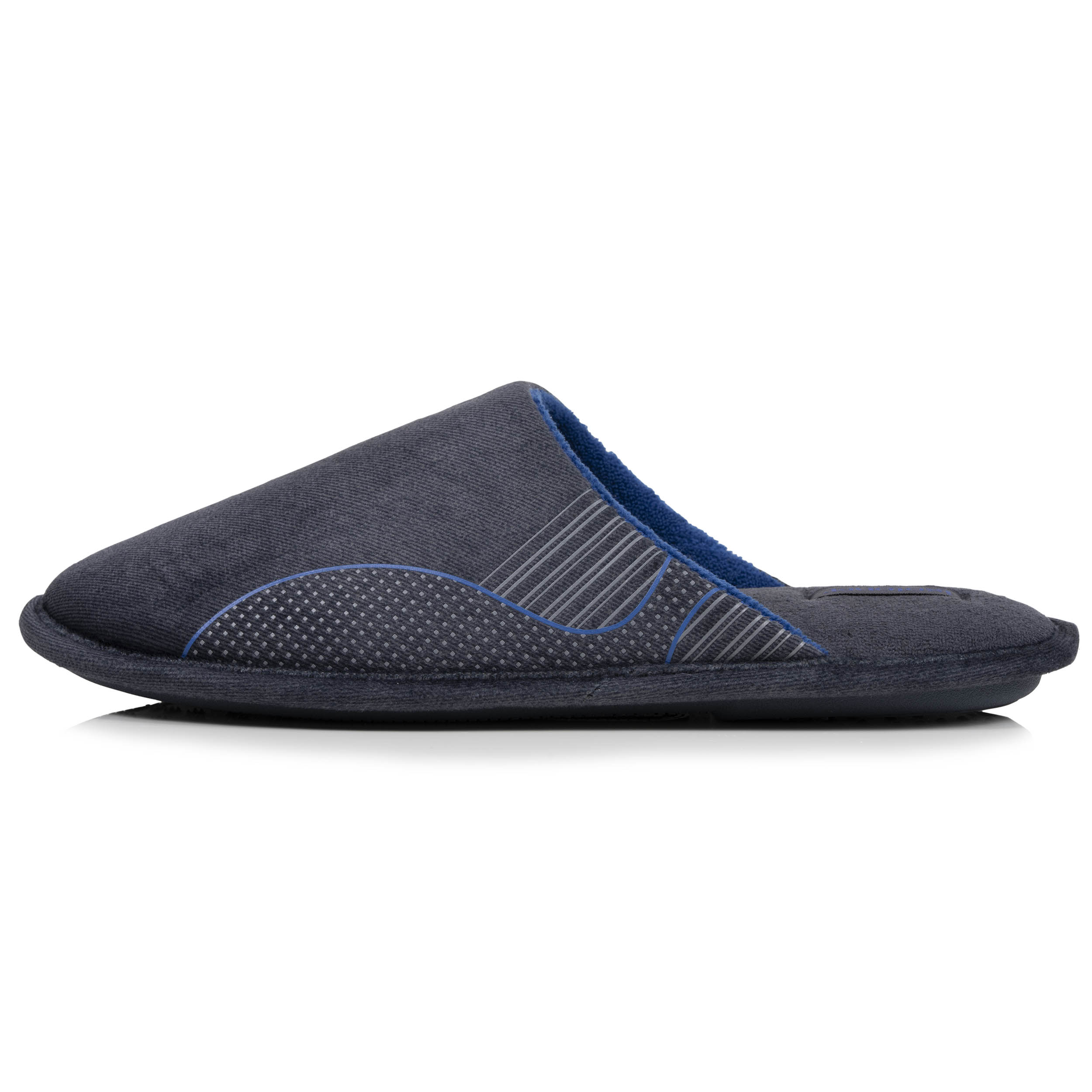 isotoner-chaussons-mules-plates-homme-bleu-denim image 3