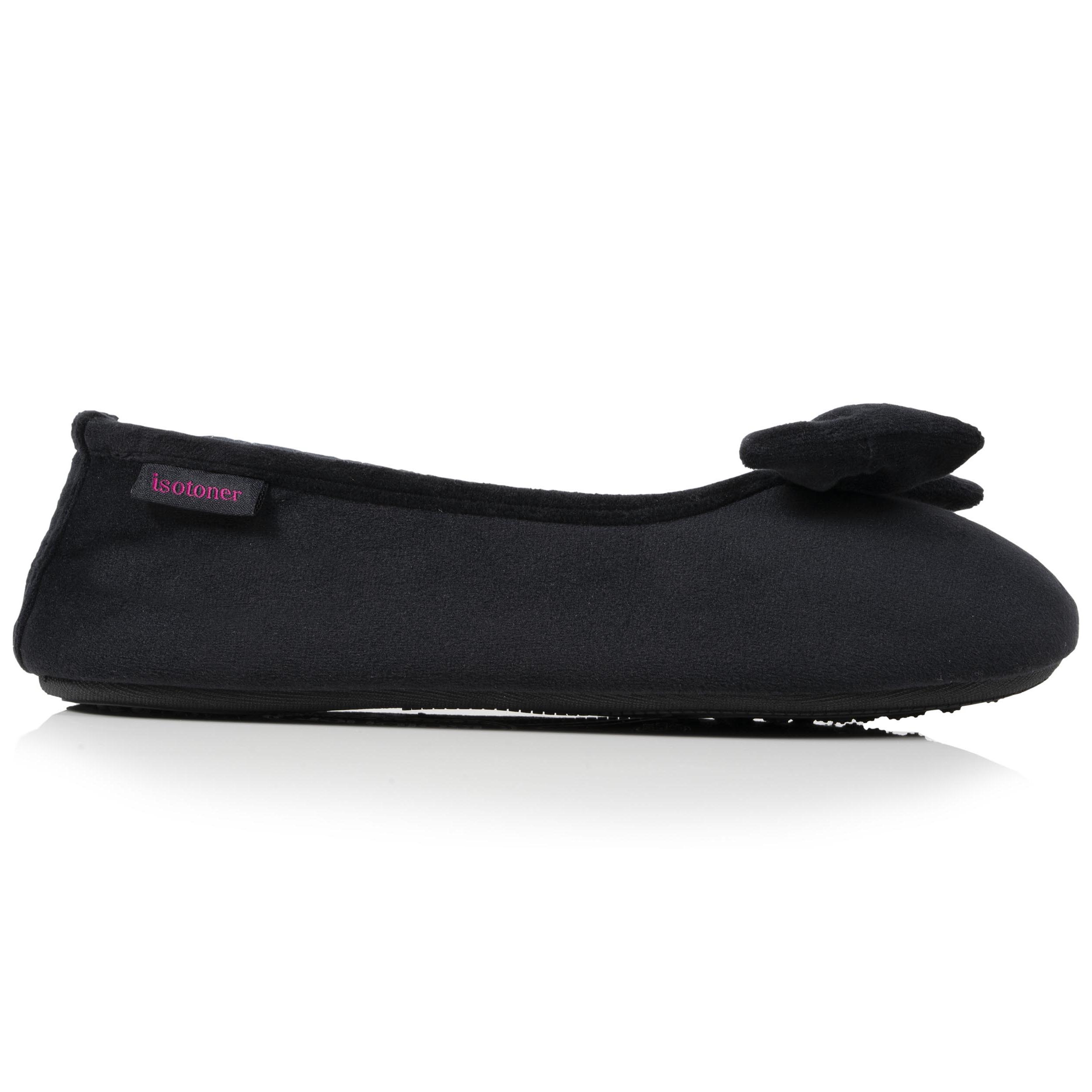 isotoner-chaussons-ballerines-femme-noir-int-rieur-carreaux-rouges image 8