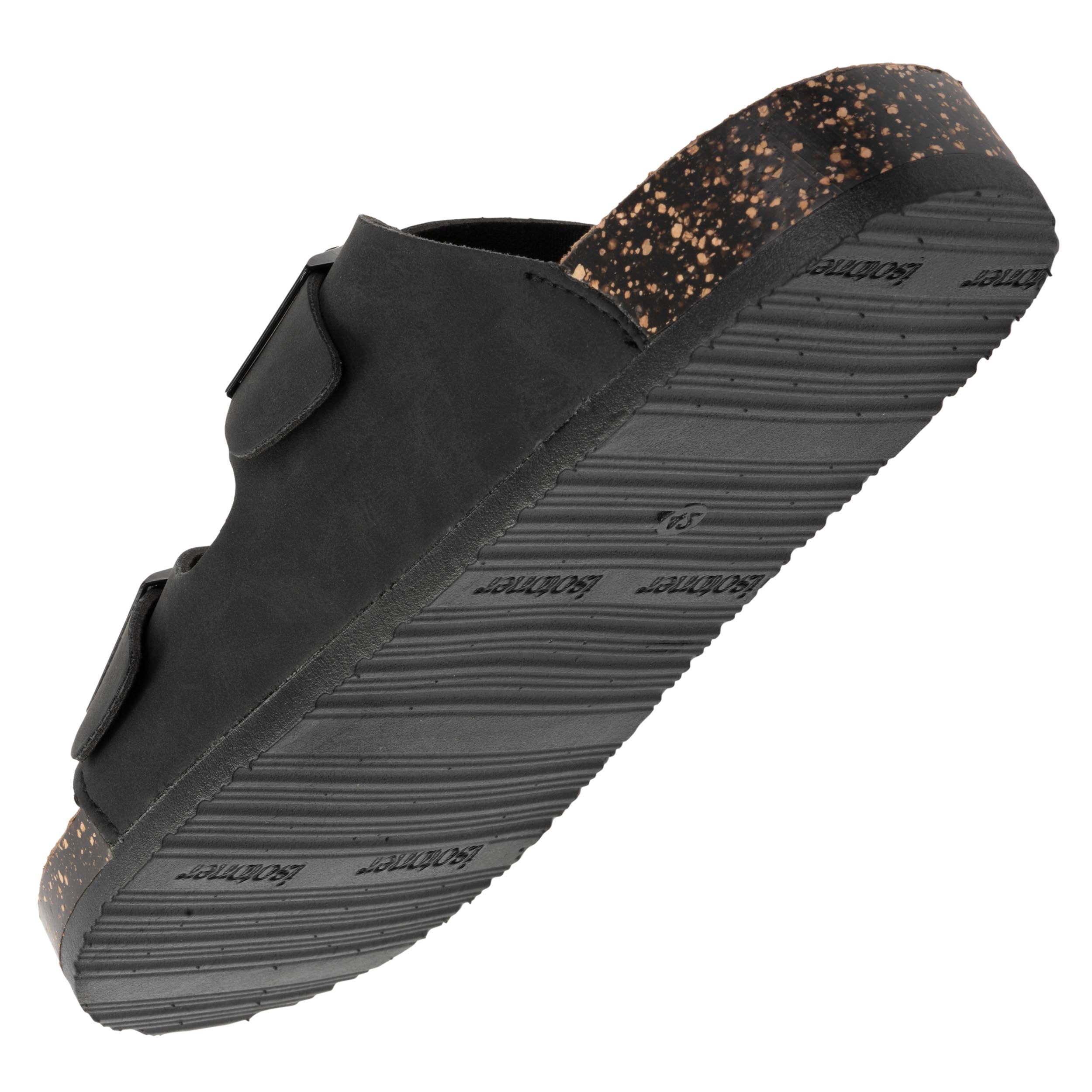 isotoner-mules-sandales-homme-double-bride-cuir-noir image 5