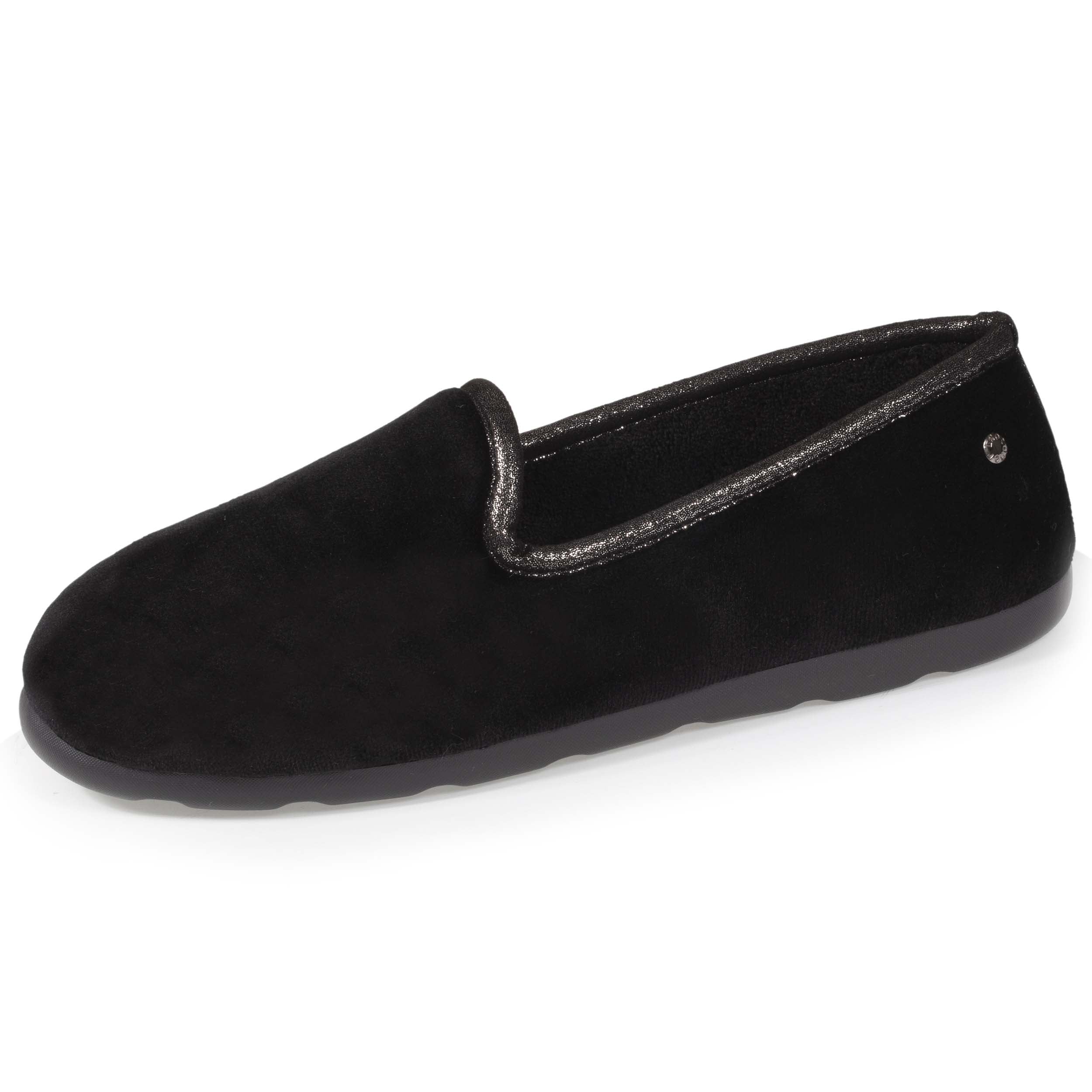 isotoner-chaussons-charentaises-femme-brillant-noir image 1